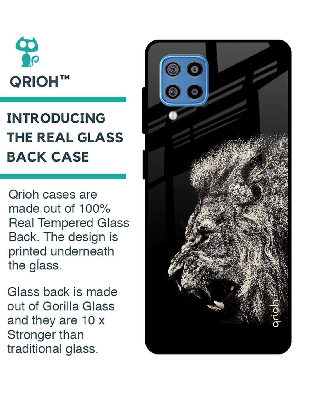 Shop Brave Lion Glass Case For Samsung Galaxy F22-Back