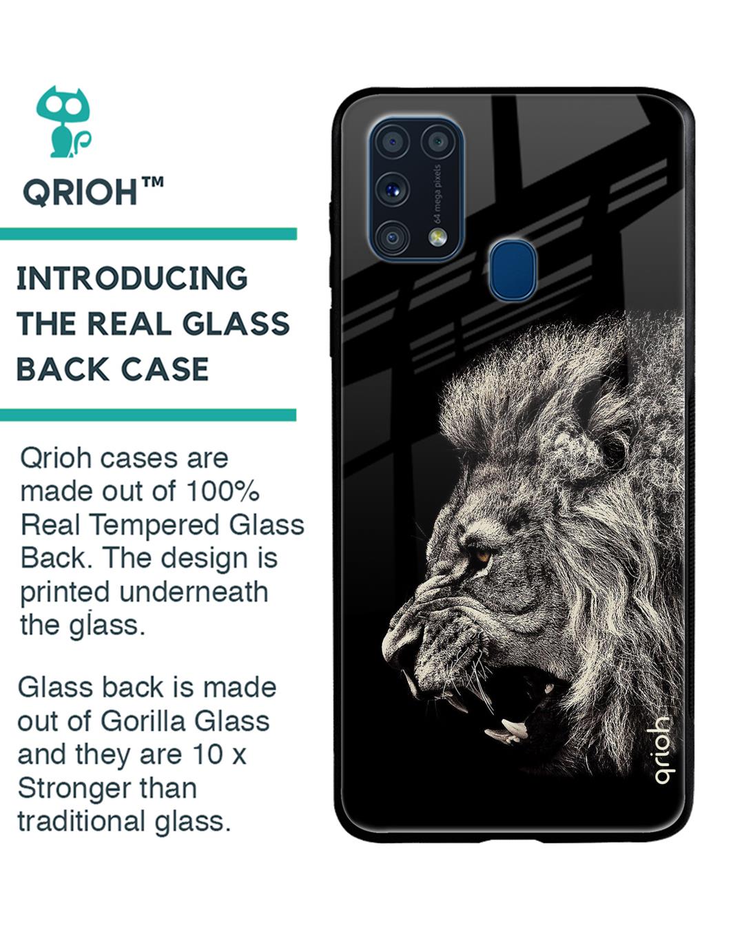 Shop Brave Lion Glass Case For Samsung Galaxy M31 Prime-Back