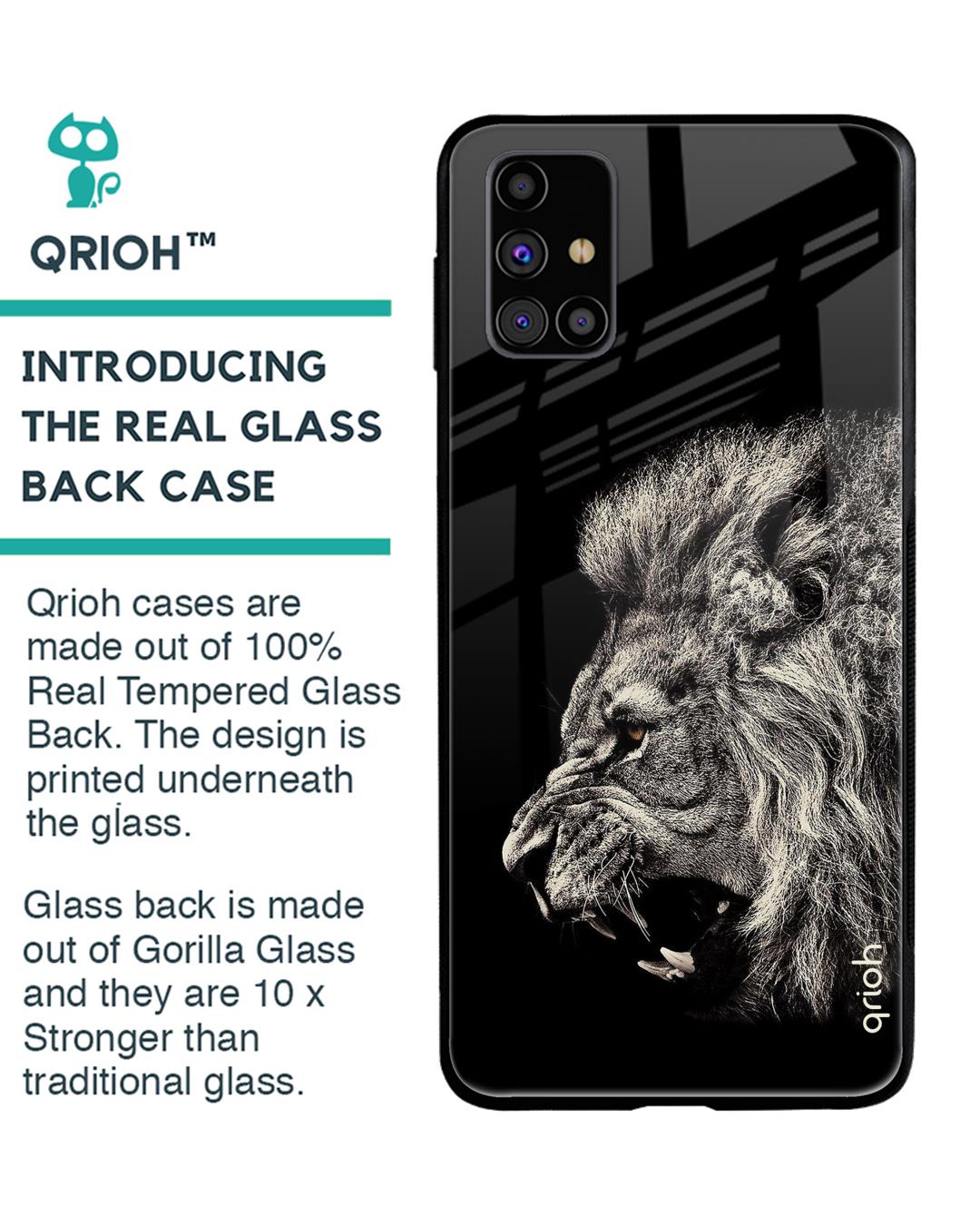 Shop Brave Lion Glass Case For Samsung Galaxy M31s-Back