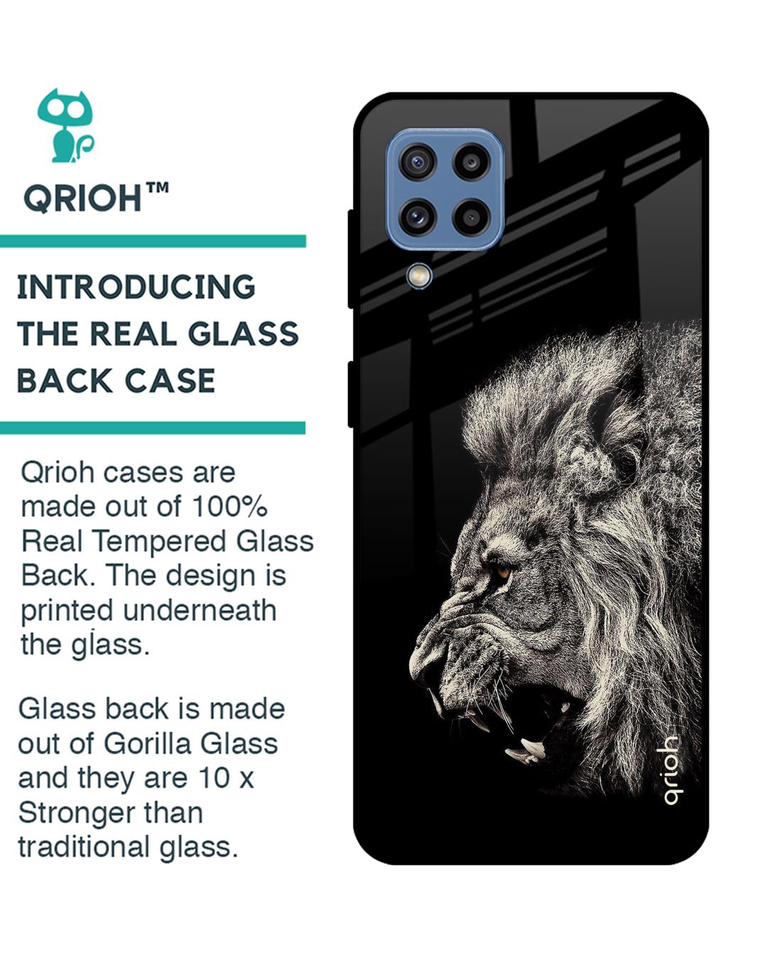 Shop Brave Lion Glass Case For Samsung Galaxy M32-Back
