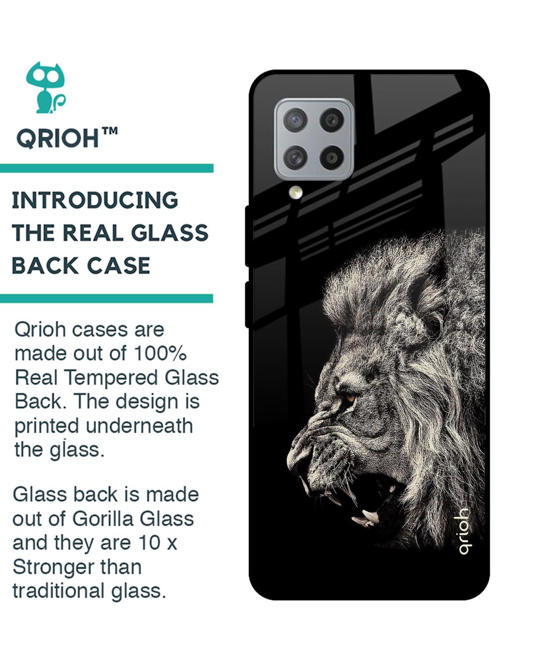 Shop Brave Lion Glass Case For Samsung Galaxy M42-Back