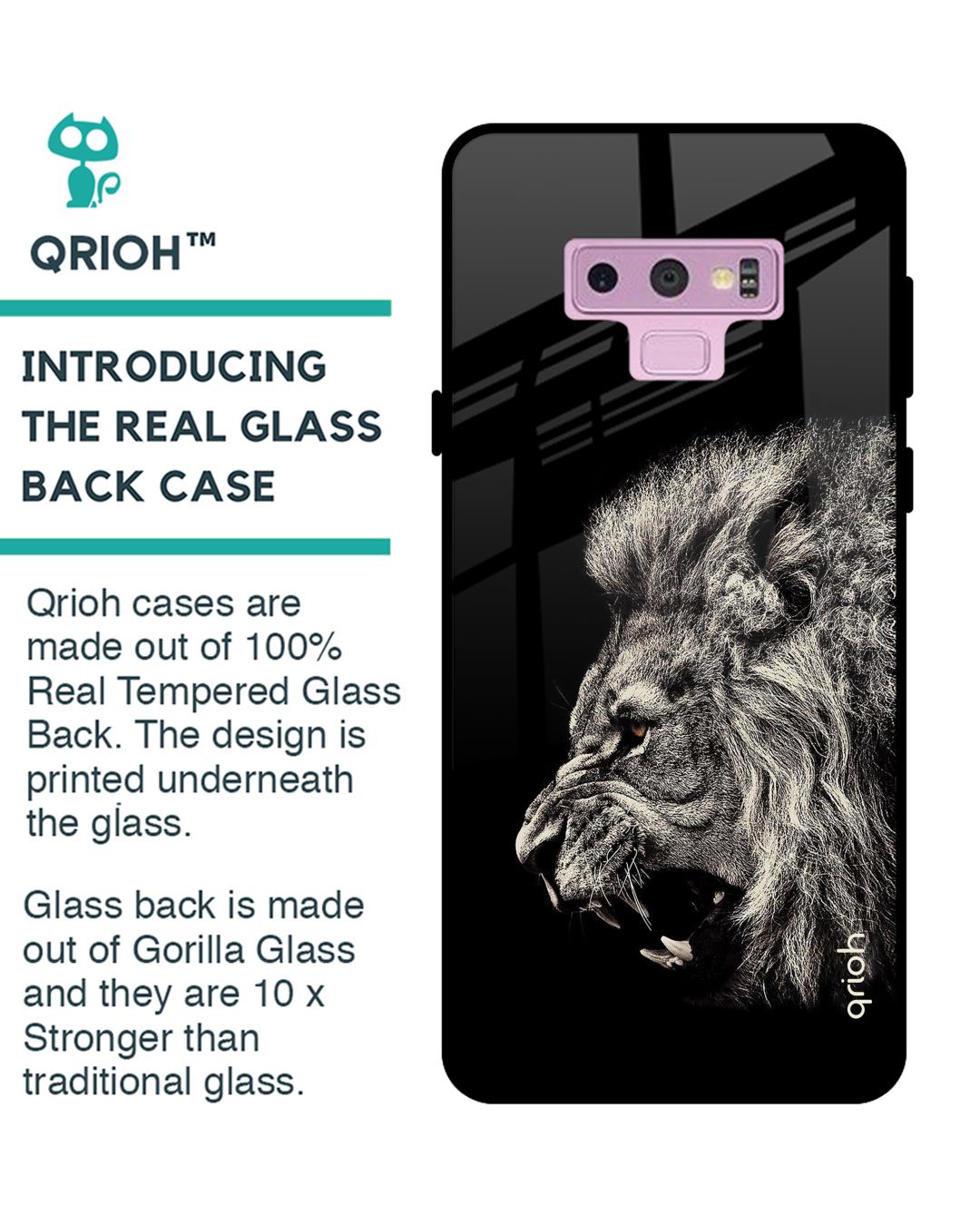 Shop Brave Lion Glass Case For Samsung Galaxy Note 9-Back