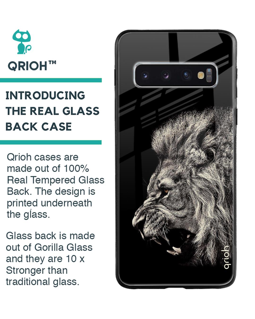 Shop Brave Lion Glass Case For Samsung Galaxy S10 Plus-Back