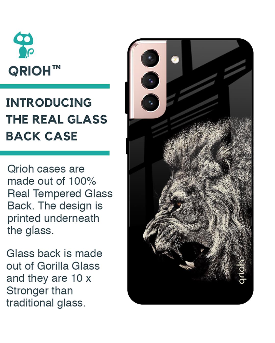 Shop Brave Lion Glass Case For Samsung Galaxy S21 Plus-Back