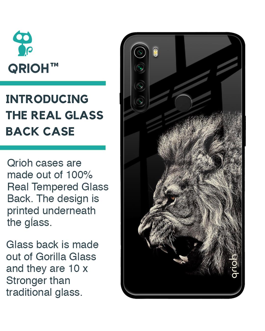 Shop Xiaomi Redmi Note 8 Brave Lion Glass Case-Back