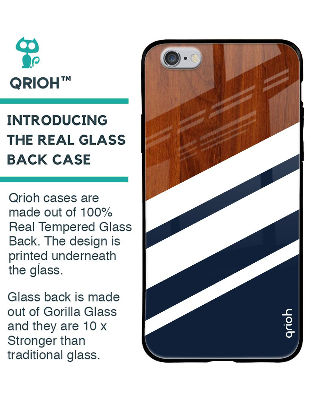 Shop Bold Stripes Printed Premium Glass Case for Apple iPhone 6S (Shock Proof, Scratch Resistant)-Back