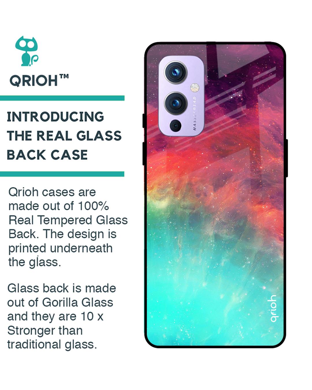 Shop Oneplus 9 Colorful Aura Glass Case-Back