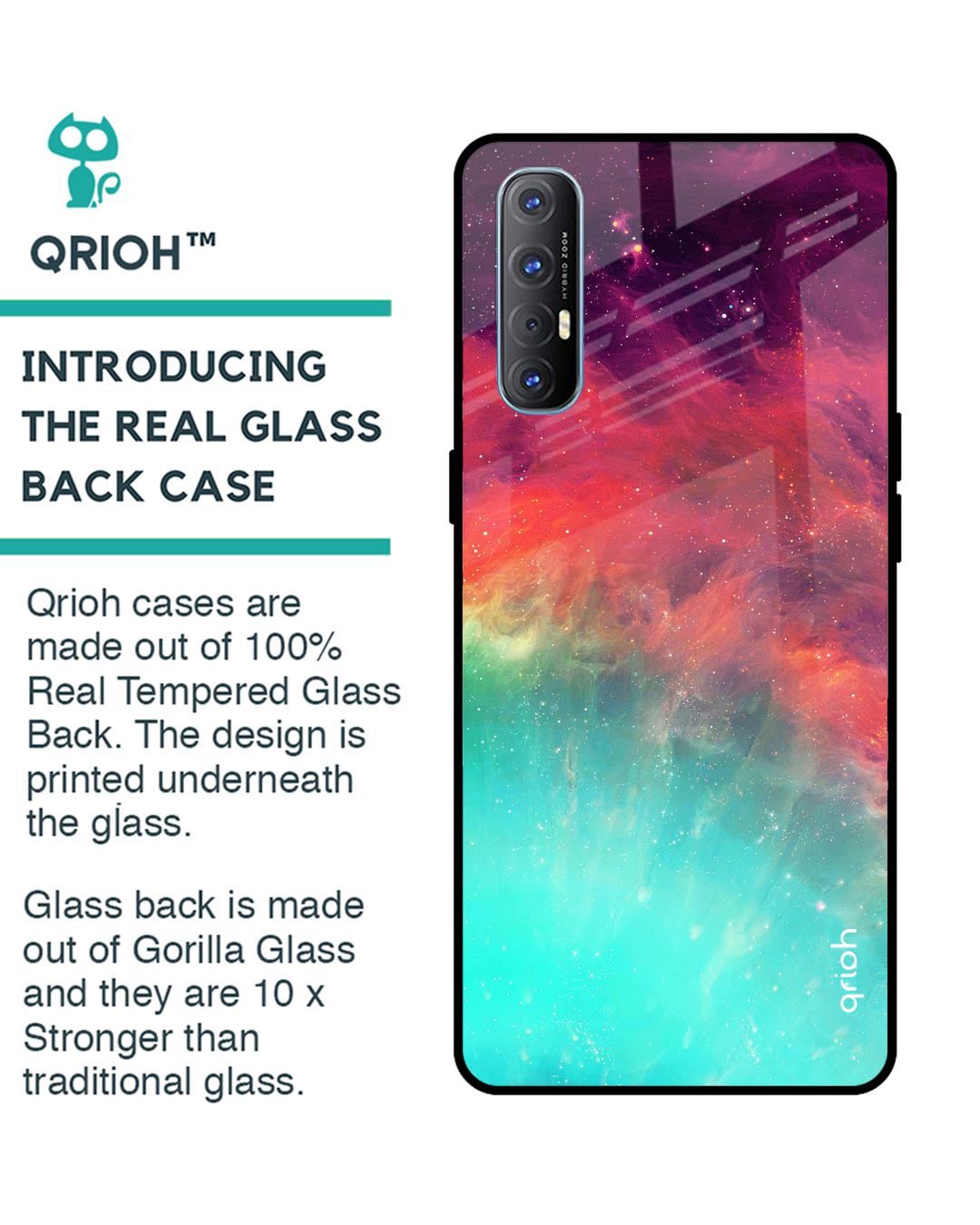 Shop Colorful Aura Glass Case For Oppo Reno 3 Pro-Back