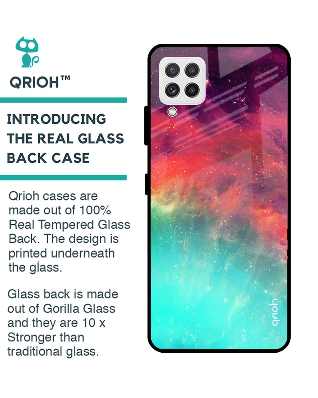 Shop Colorful Aura Glass Case For Samsung Galaxy A22-Back