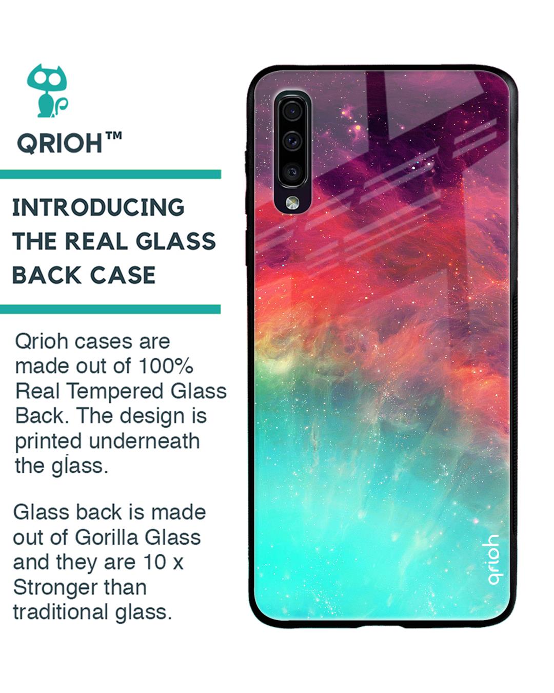 Shop Colorful Aura Glass Case For Samsung Galaxy A50-Back
