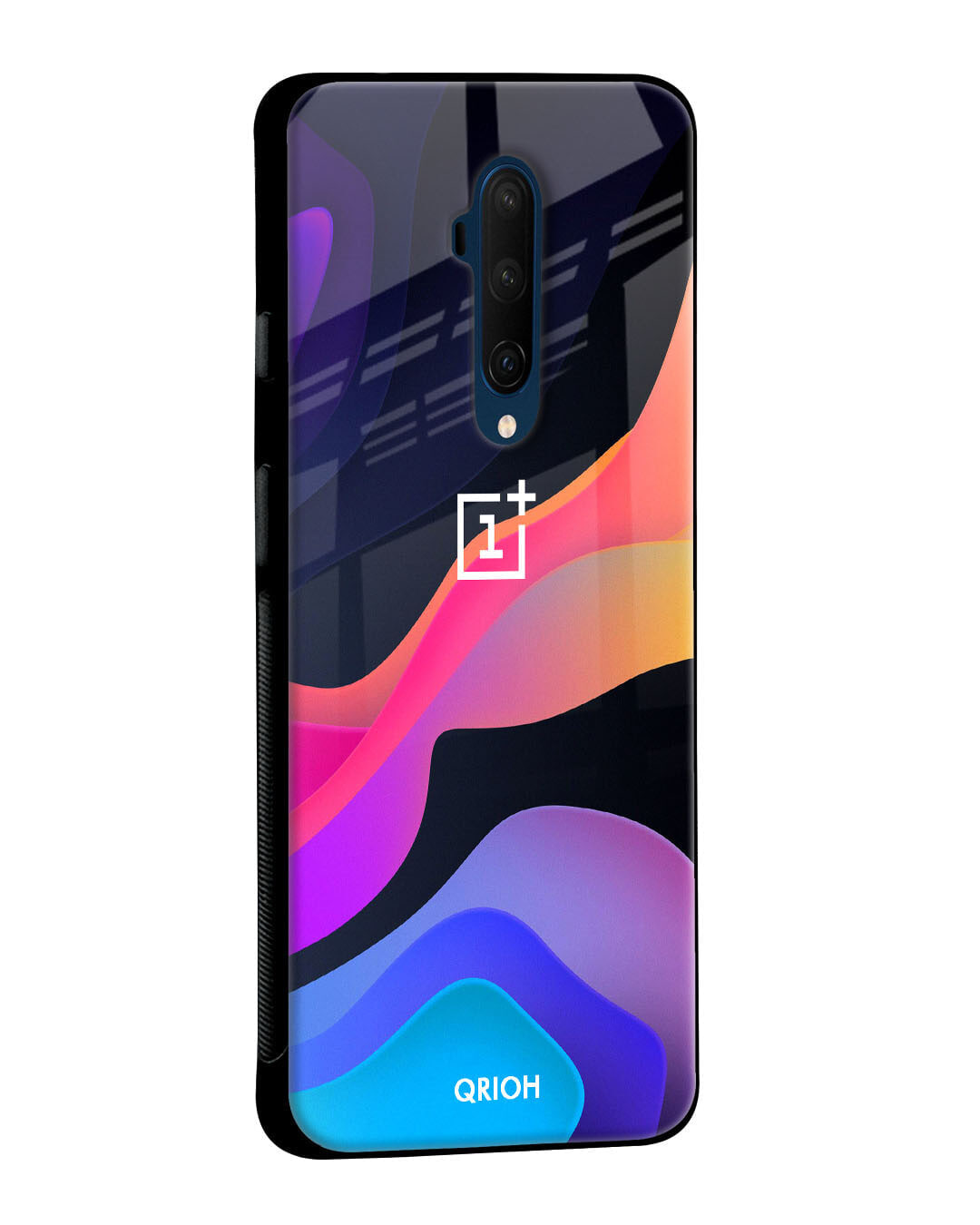Shop Colorful Fluid Glass Case For Oneplus 7t-Back