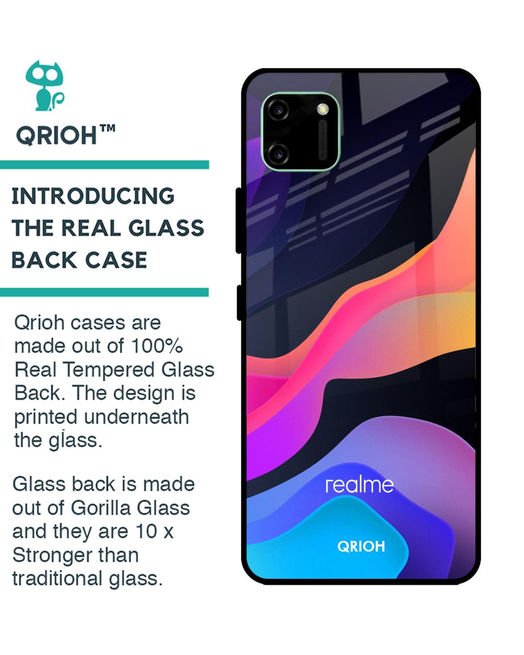 Shop Colorful Fluid Glass Case For Realme C11-Back