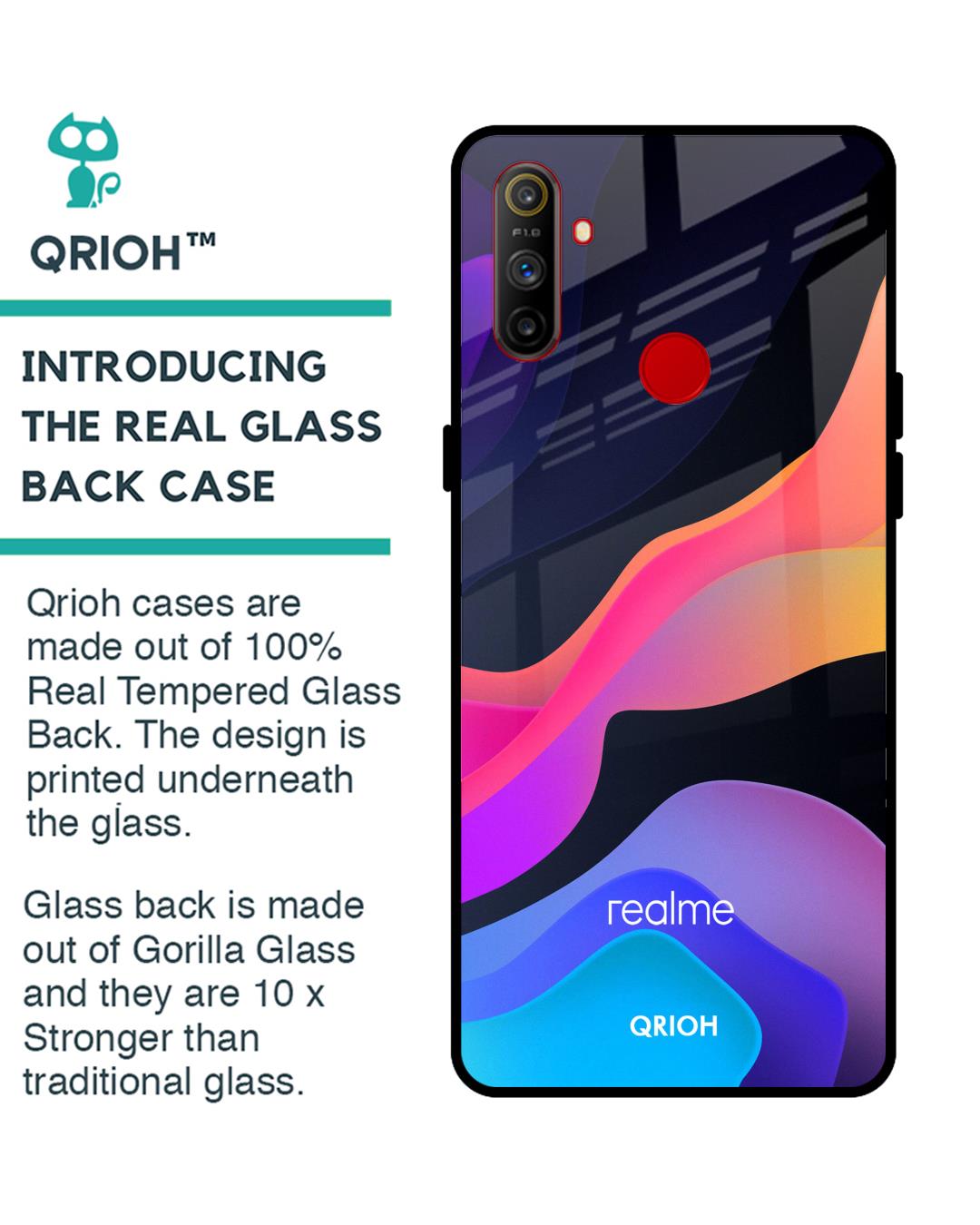 Shop Colorful Fluid Glass Case For Realme C3-Back