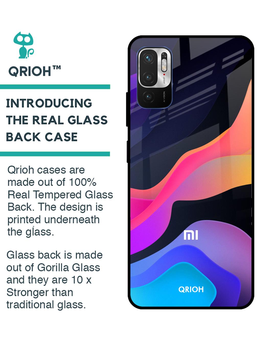 Shop Colorful Fluid Glass Case For Redmi Note 10t 5g-Back