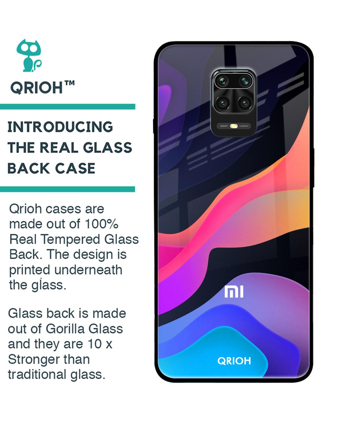 Shop Colorful Fluid Glass Case For Redmi Note 9 Pro-Back