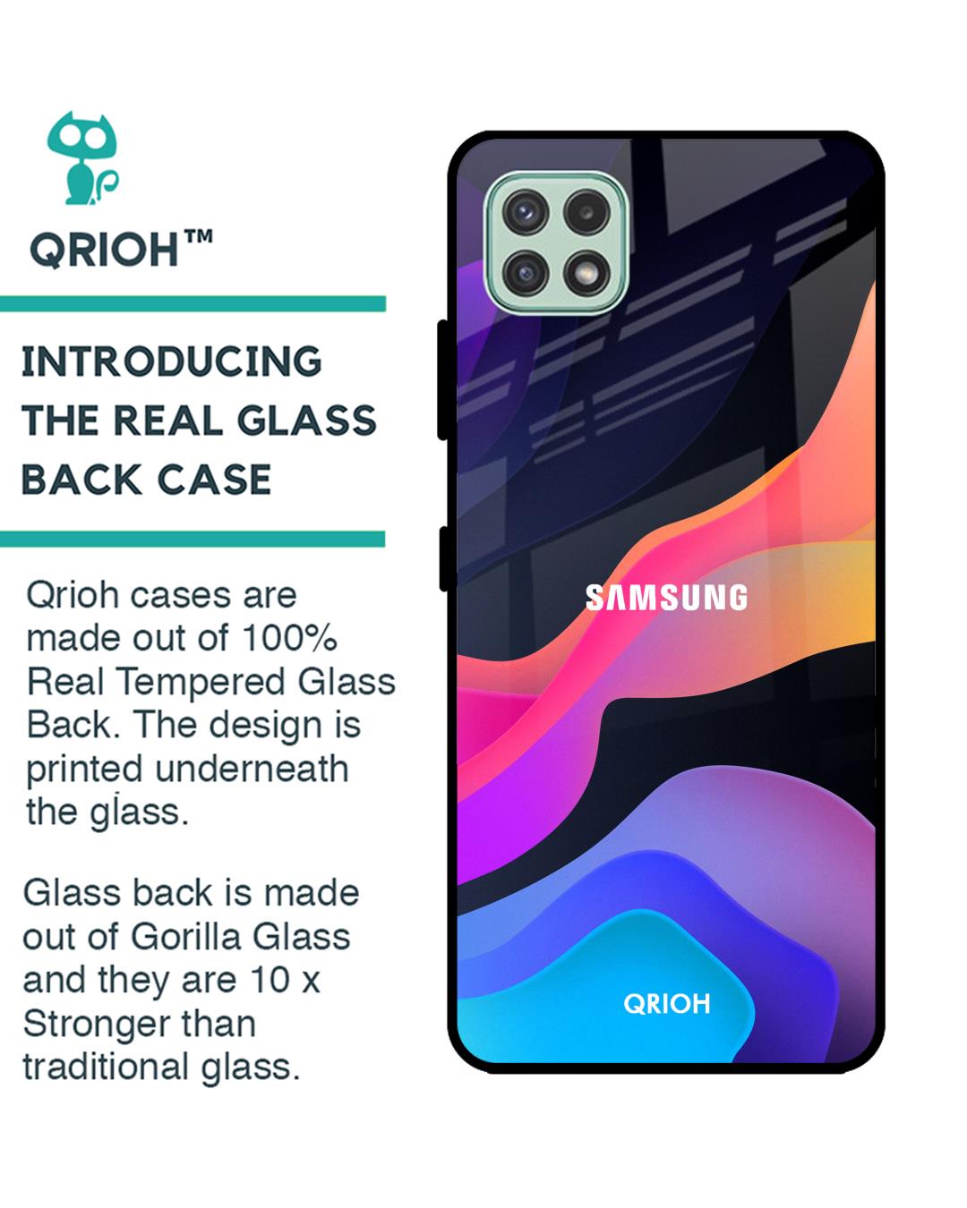 Shop Colorful Fluid Glass Case For Samsung Galaxy A22 5g-Back