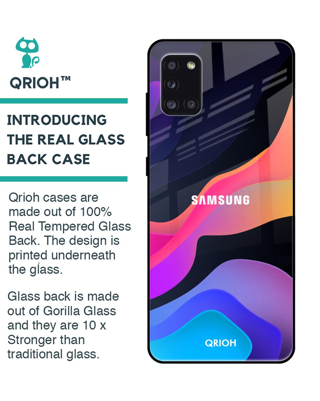 Shop Colorful Fluid Glass Case For Samsung Galaxy A31-Back