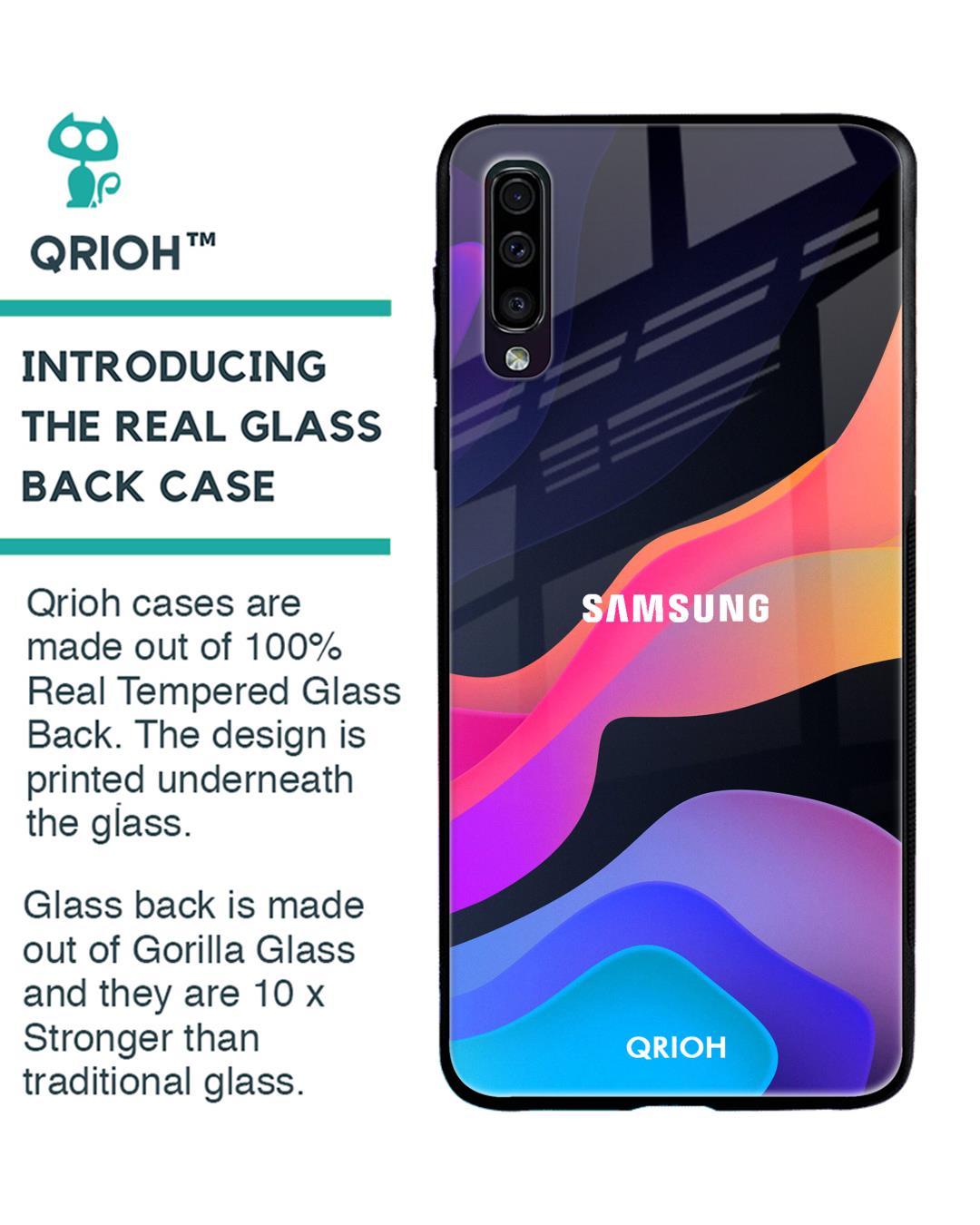 Shop Colorful Fluid Glass Case For Samsung Galaxy A50-Back