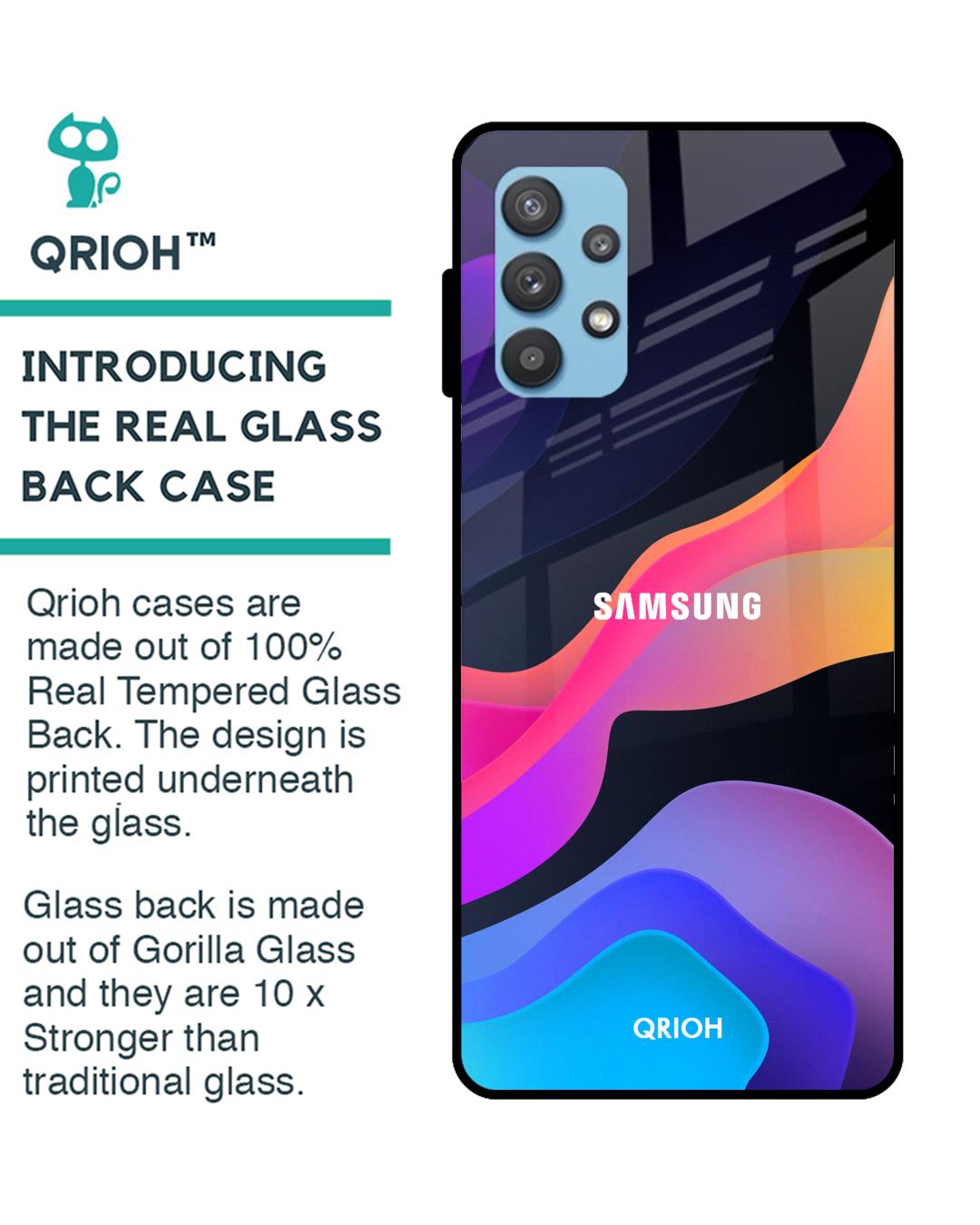 Shop Colorful Fluid Glass Case For Samsung Galaxy A52-Back