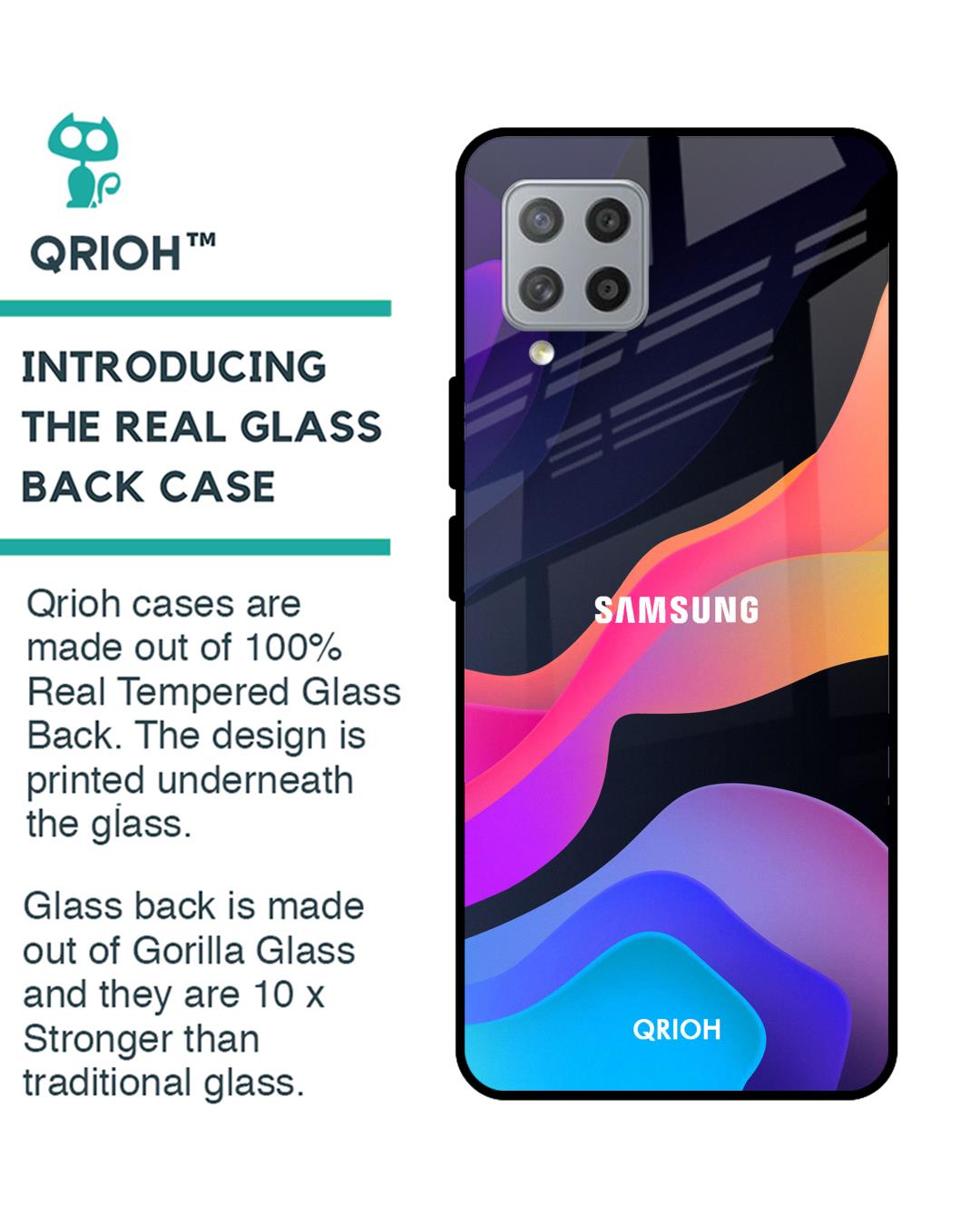 Shop Colorful Fluid Glass Case For Samsung Galaxy M42-Back
