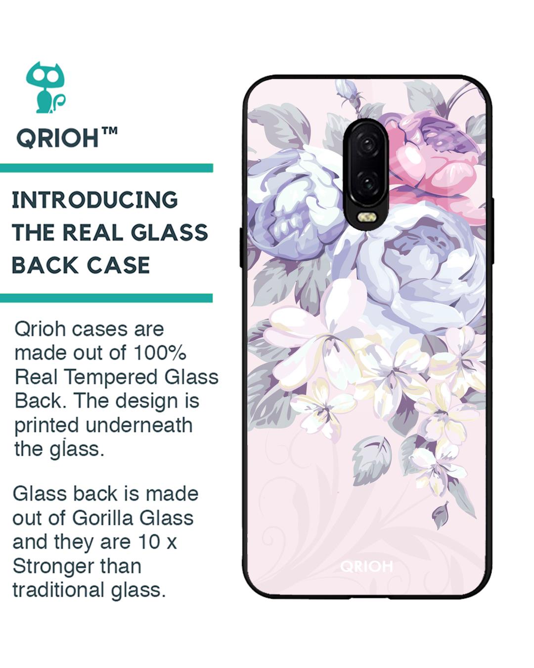 Shop Oneplus 6t Elegant Floral Glass Case-Back