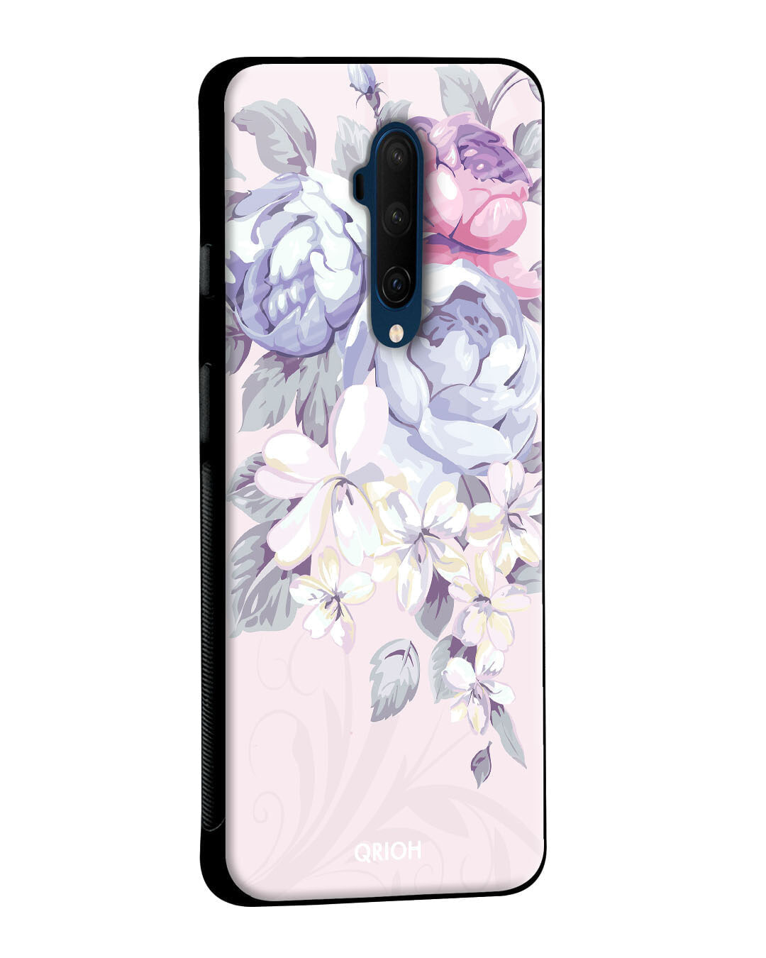 Shop Elegant Floral Glass Case For Oneplus 7t-Back