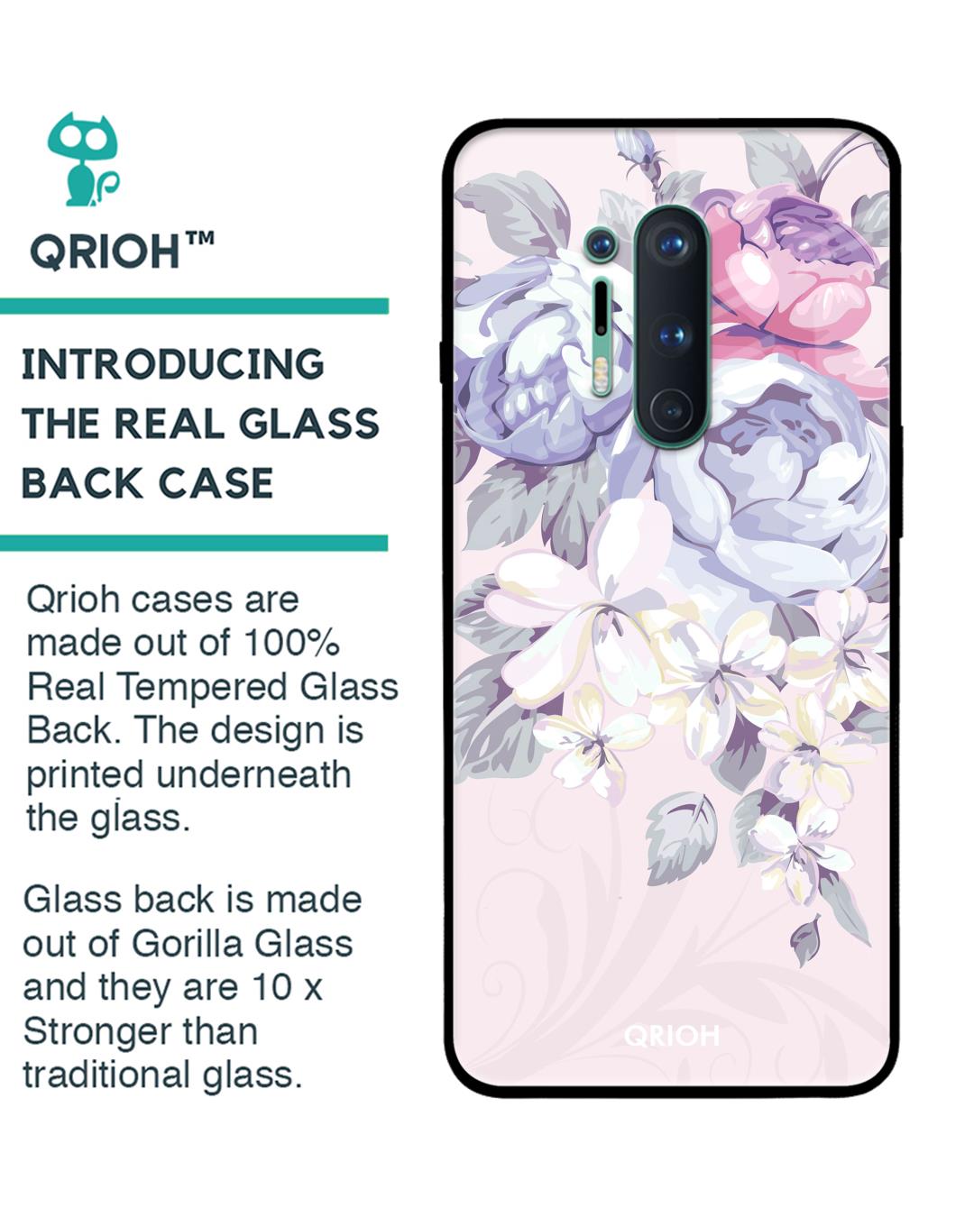 Shop Oneplus 8 Pro Elegant Floral Glass Case-Back