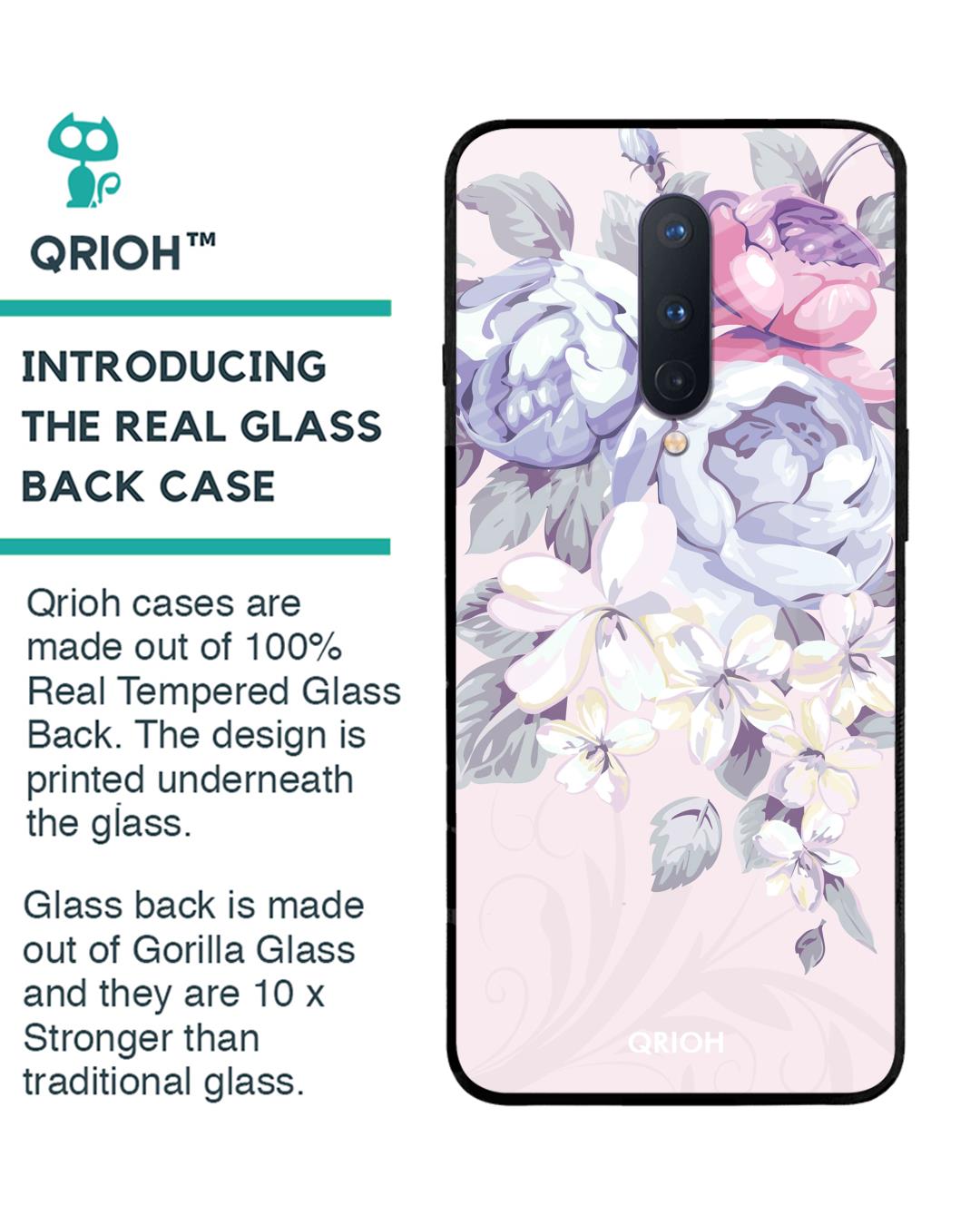 Shop Oneplus 8 Elegant Floral Glass Case-Back