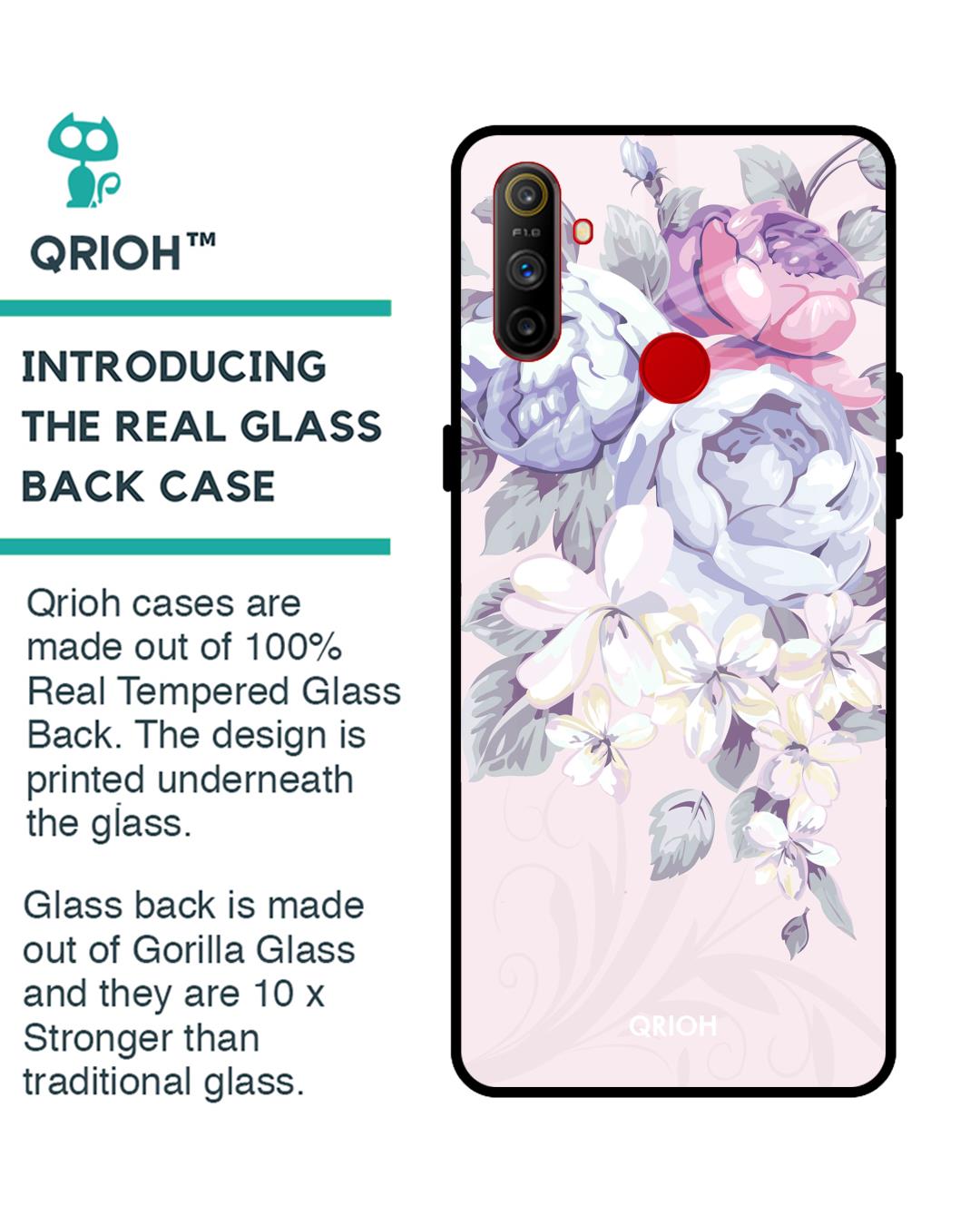 Shop Elegant Floral Glass Case For Realme C3-Back