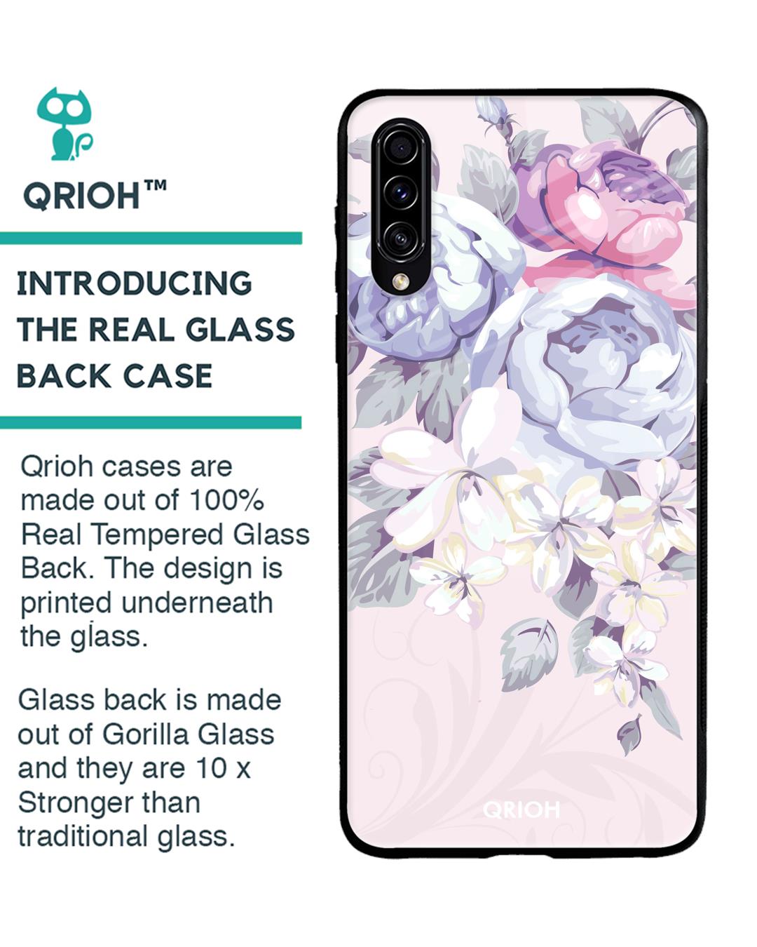 Shop Elegant Floral Glass Case For Samsung Galaxy A30s-Back