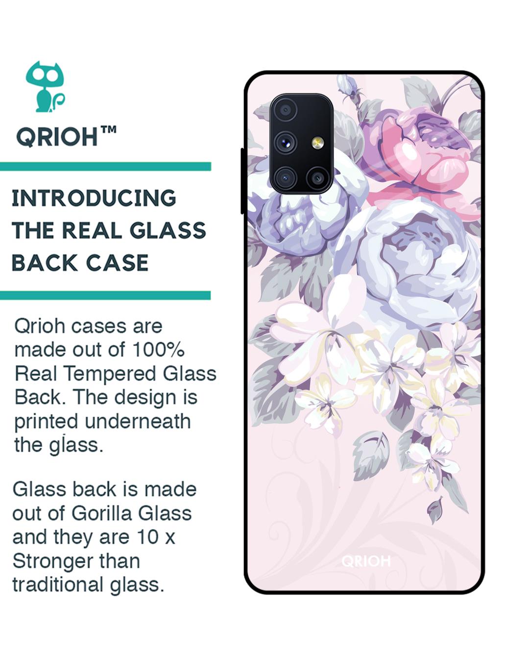Shop Samsung Galaxy M51 Elegant Floral Glass Case-Back