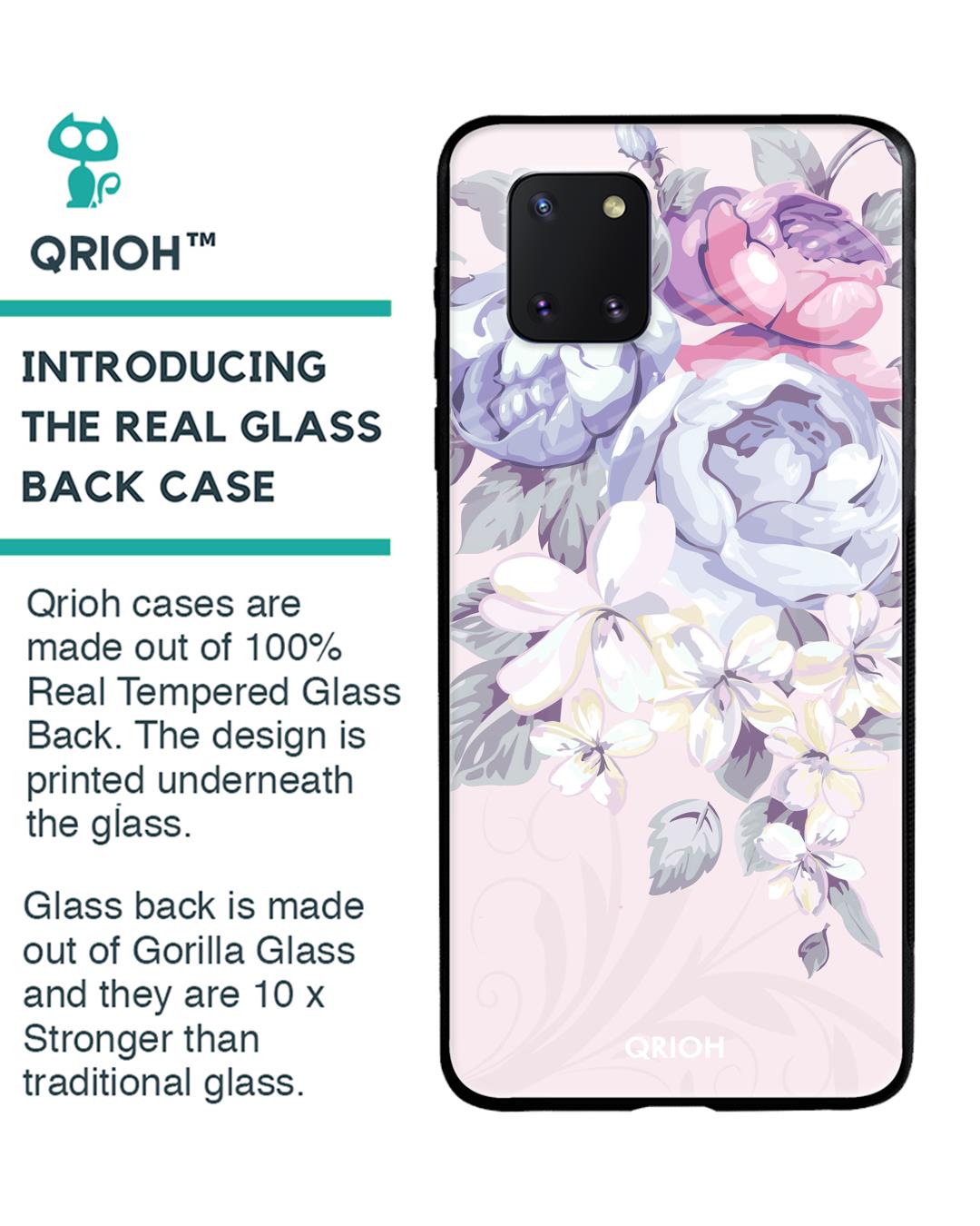 Shop Elegant Floral Glass Case For Samsung Galaxy Note 10 Lite-Back