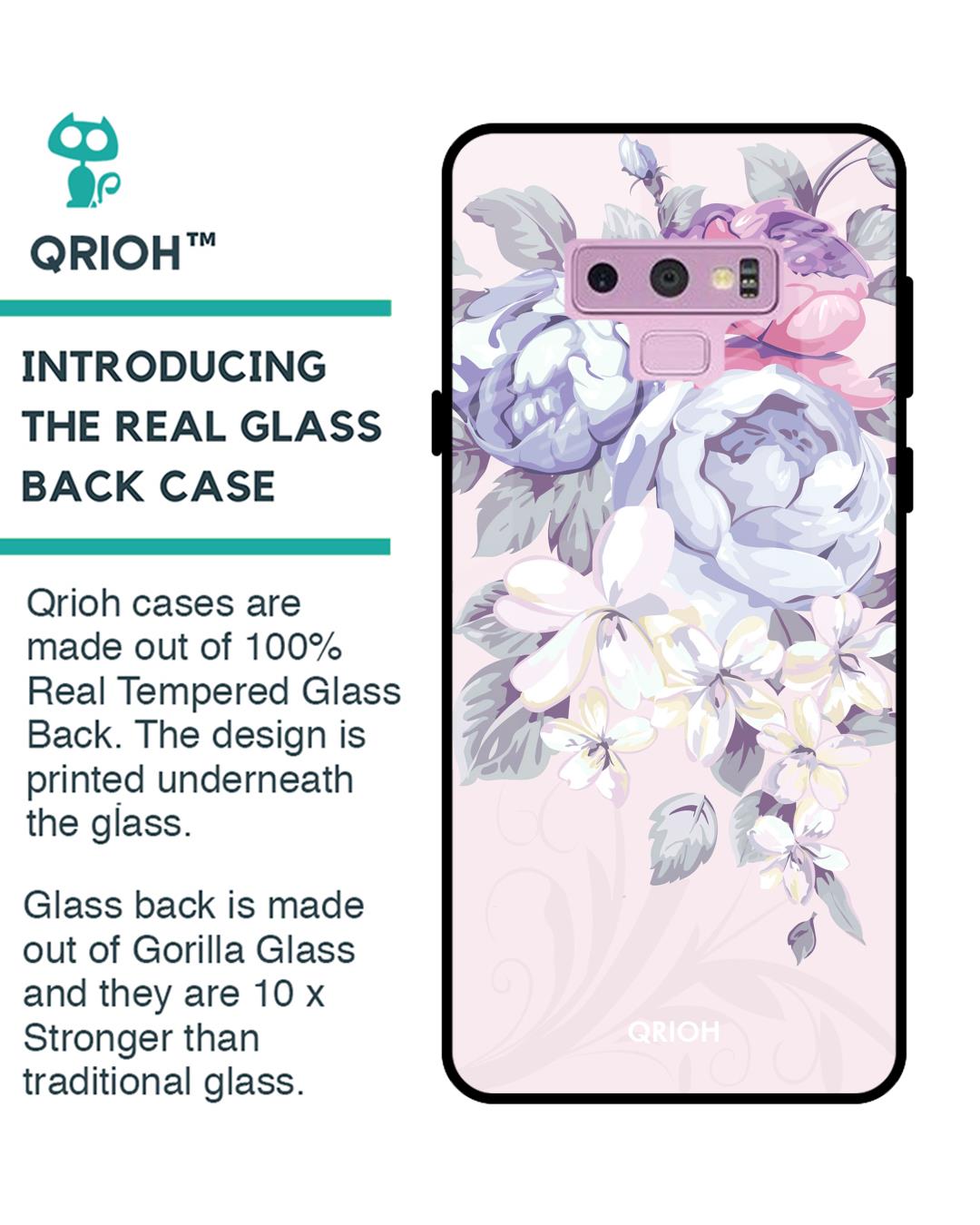 Shop Elegant Floral Glass Case For Samsung Galaxy Note 9-Back