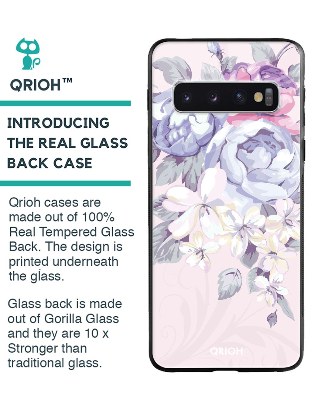 Shop Elegant Floral Glass Case For Samsung Galaxy S10 Plus-Back