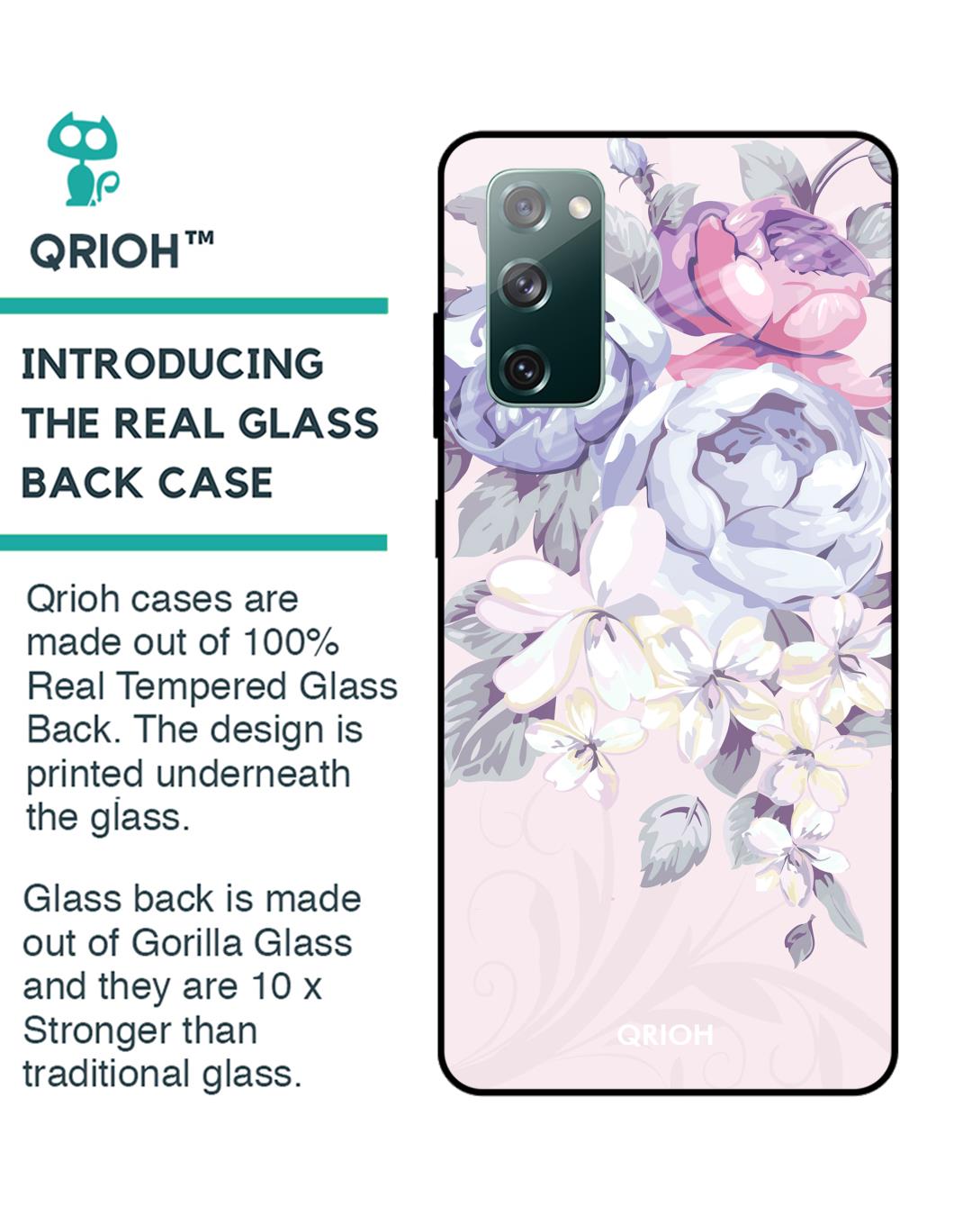 Shop Elegant Floral Glass Case For Samsung Galaxy S20 Fe-Back