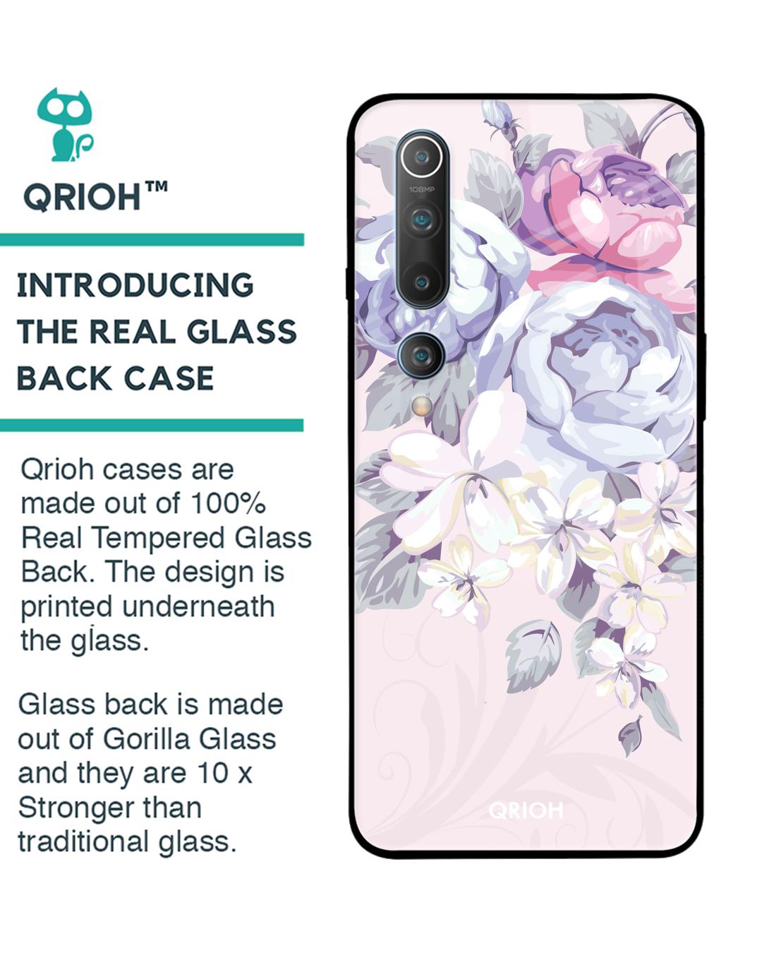 Shop Xiaomi Mi 10 Elegant Floral Glass Case-Back