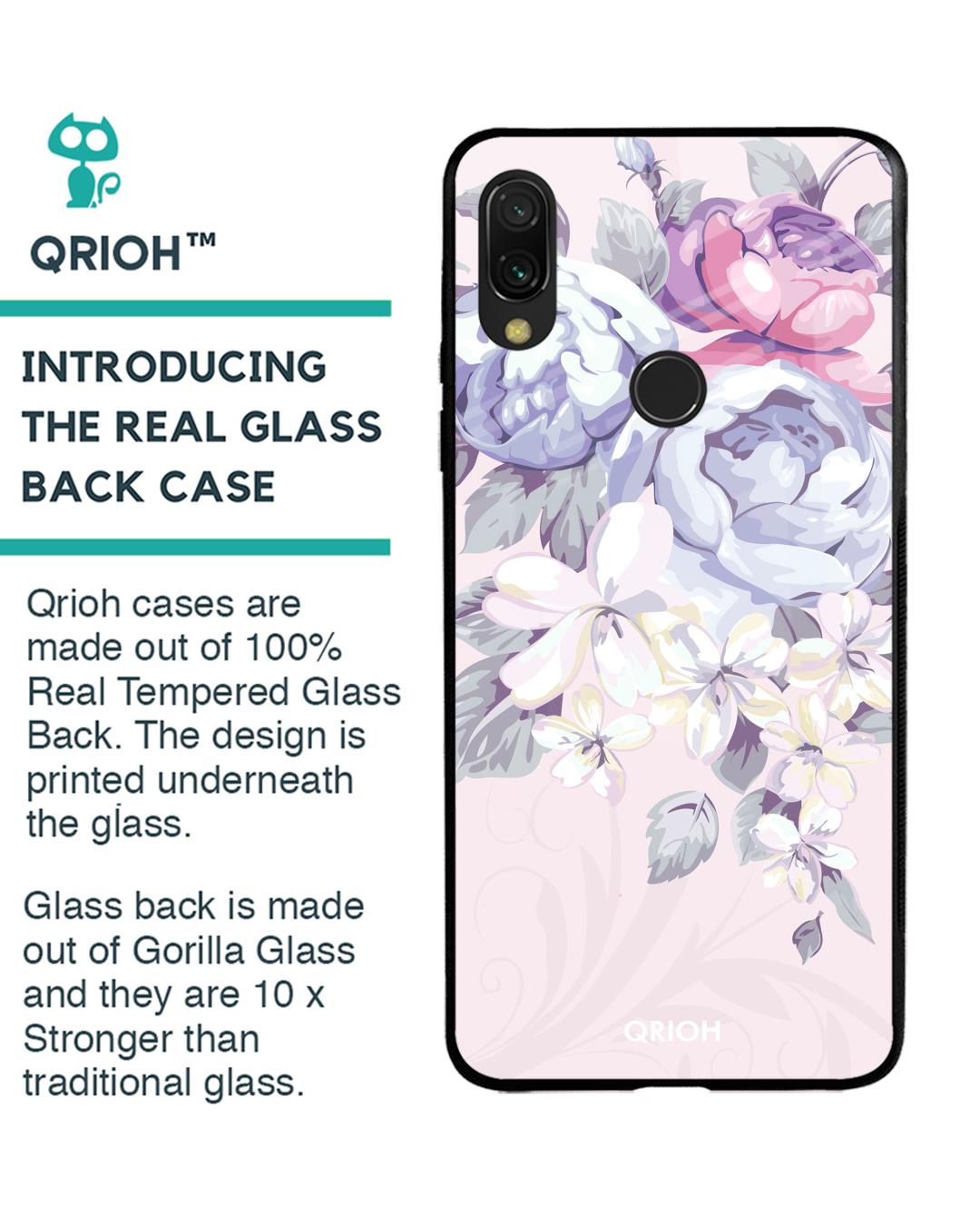 Shop Xiaomi Redmi Note 7 Pro Elegant Floral Glass Case-Back