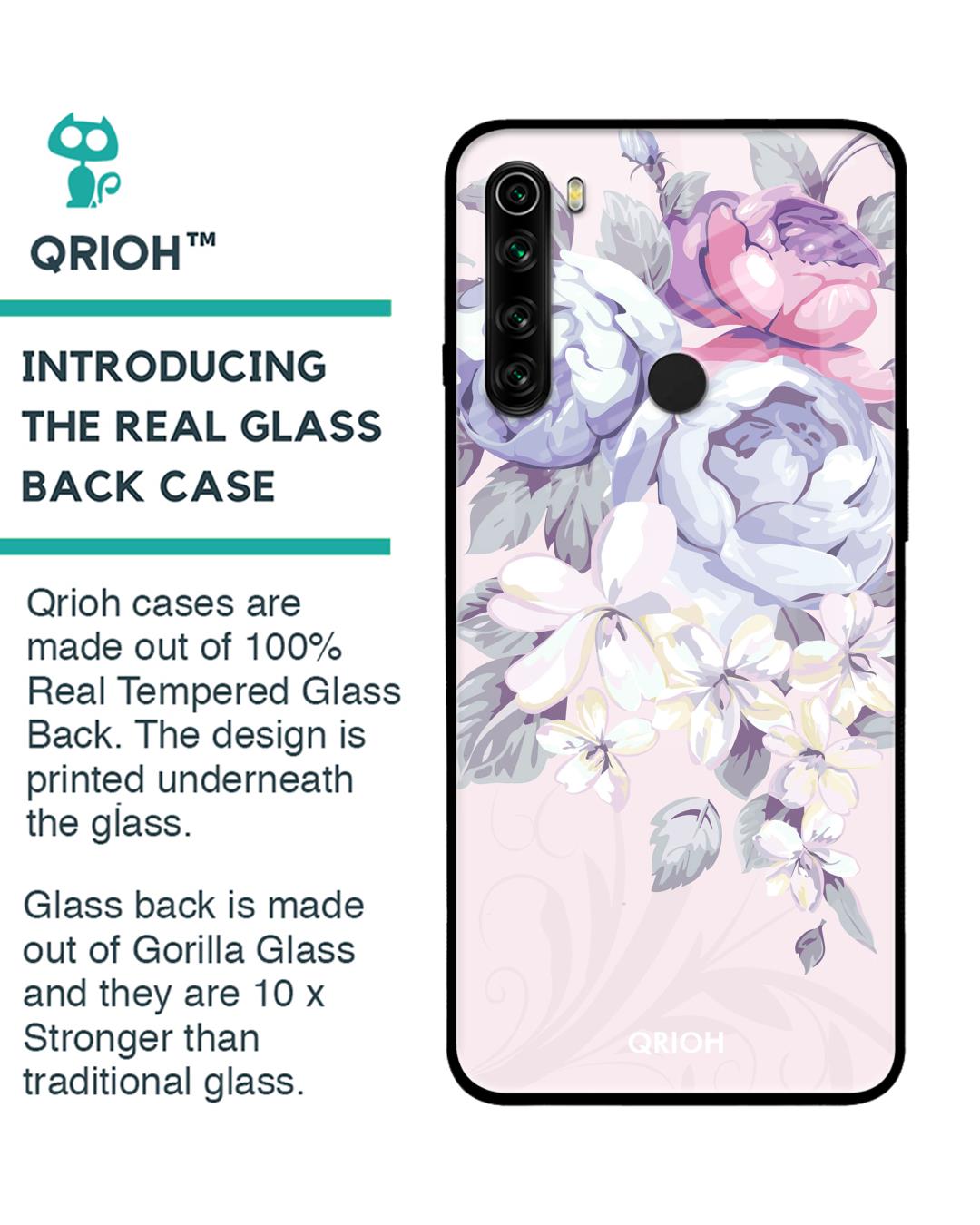 Shop Xiaomi Redmi Note 8 Elegant Floral Glass Case-Back