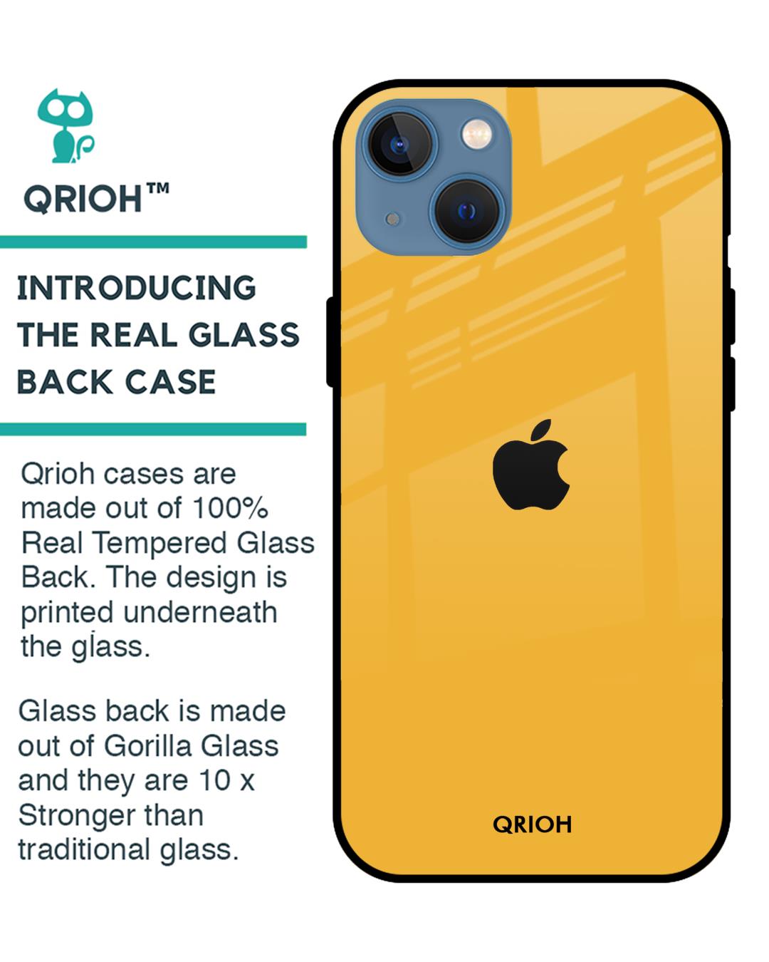 Shop Fluorescent Yellow Glass Case For Iphone 13-Back