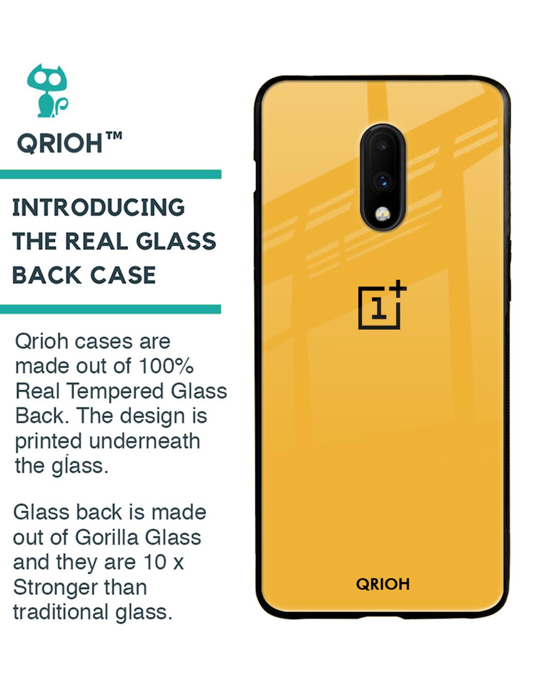 Shop Oneplus 7 Fluorescent Yellow Glass Case-Back