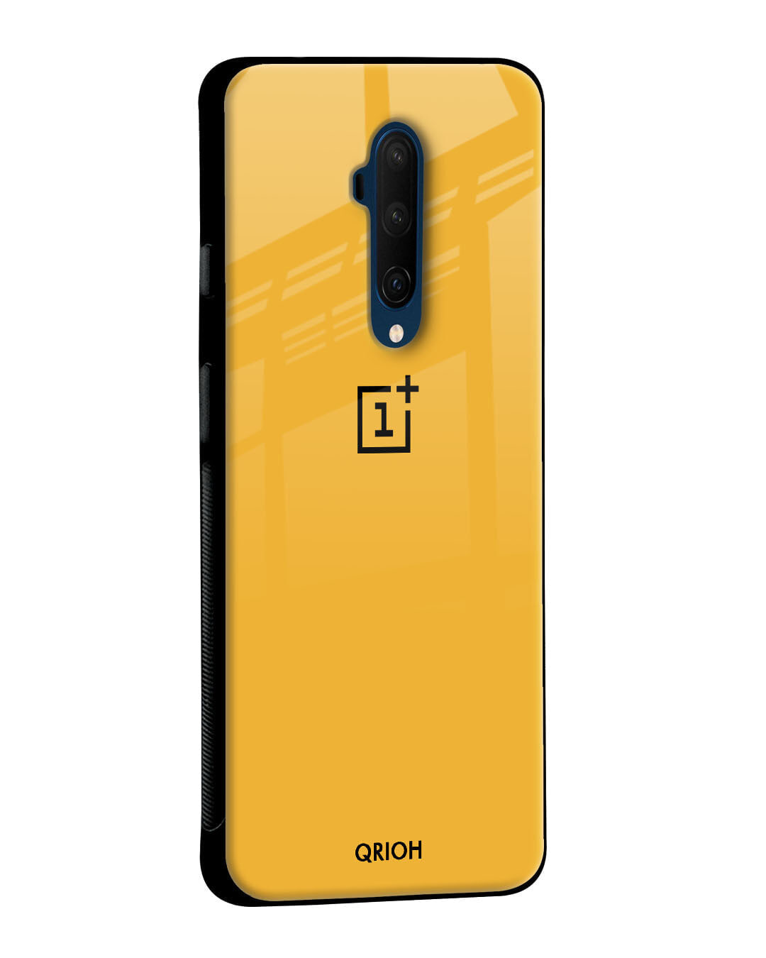 Shop Fluorescent Yellow Glass Case For Oneplus 7t-Back