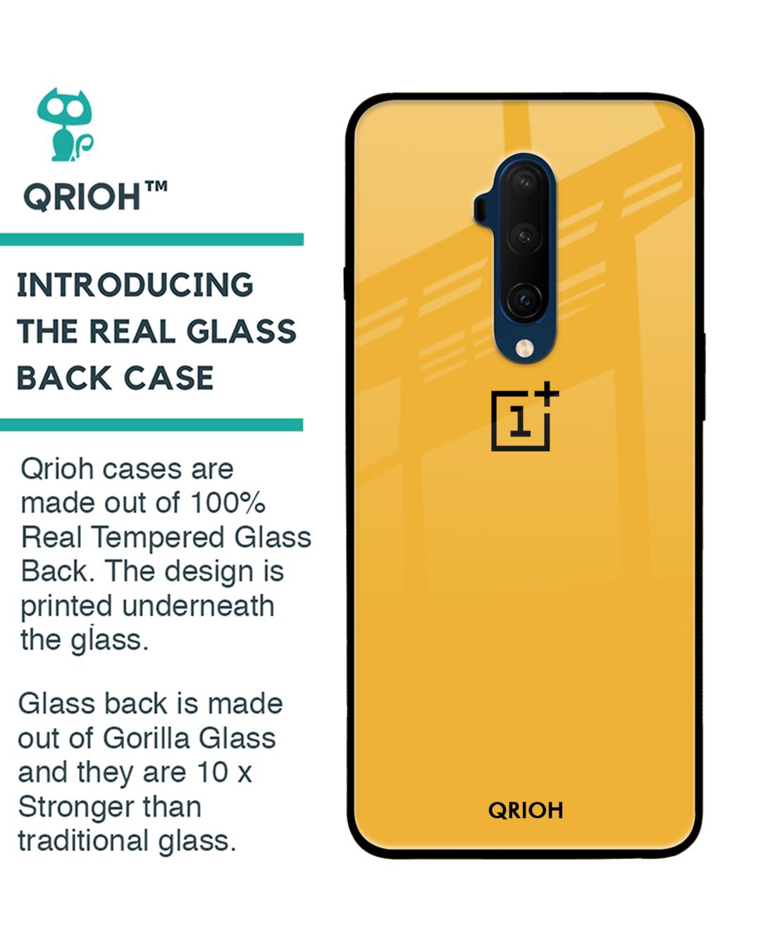 Shop Oneplus 7t Pro Fluorescent Yellow Glass Case-Back