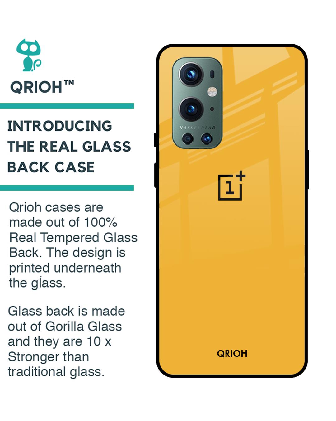 Shop Oneplus 9 Pro Fluorescent Yellow Glass Case-Back