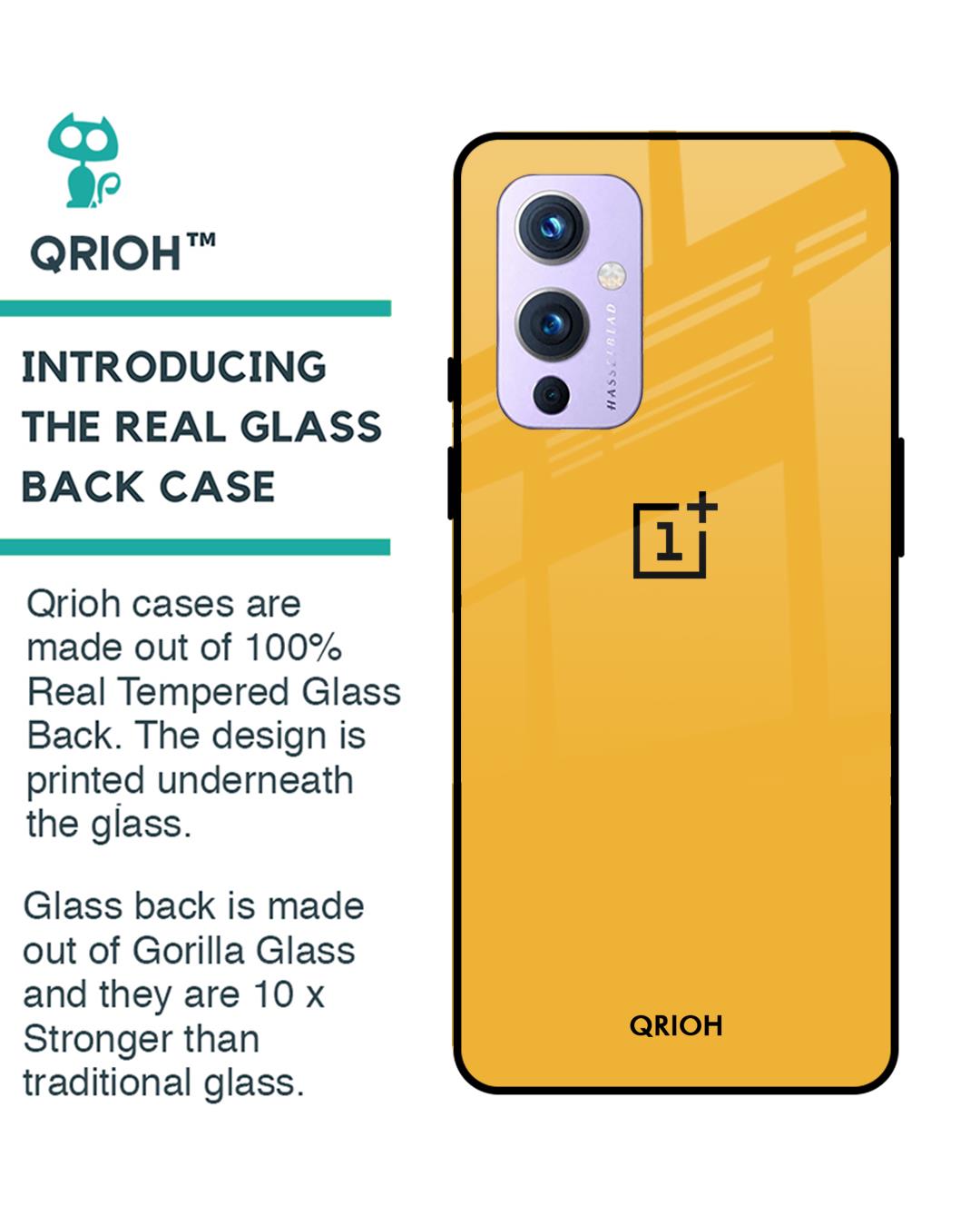 Shop Oneplus 9 Fluorescent Yellow Glass Case-Back