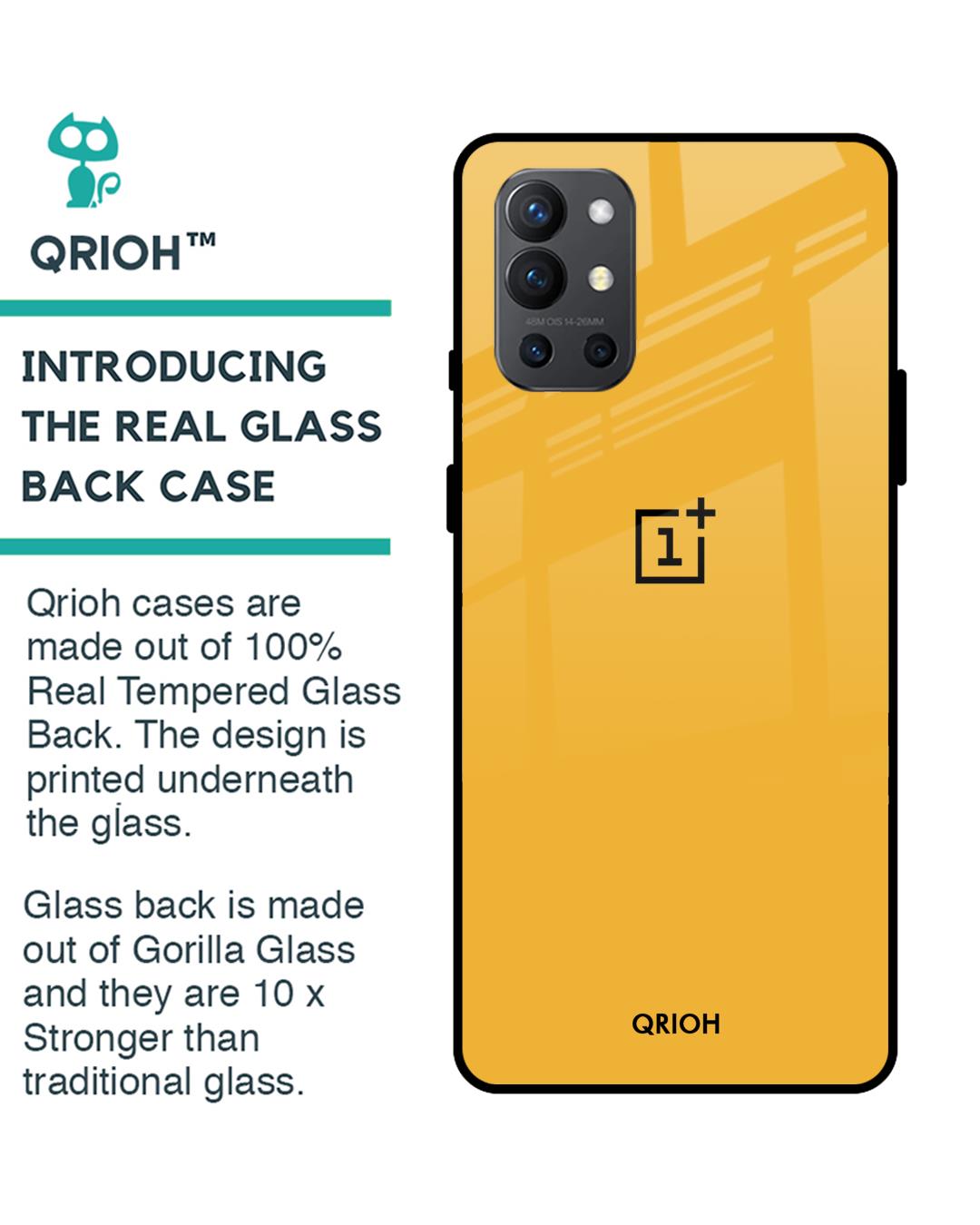 Shop Oneplus 9r Fluorescent Yellow Glass Case-Back