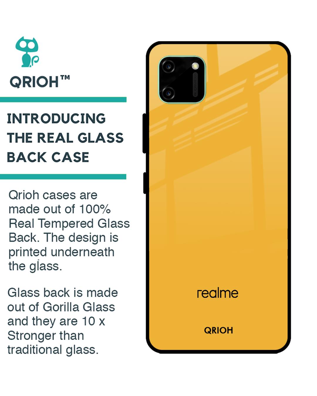 Shop Fluorescent Yellow Glass Case For Realme C11-Back