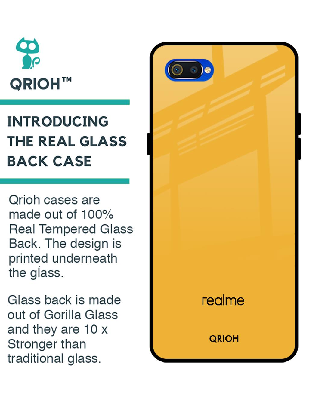 Shop Fluorescent Yellow Glass Case For Realme C2-Back