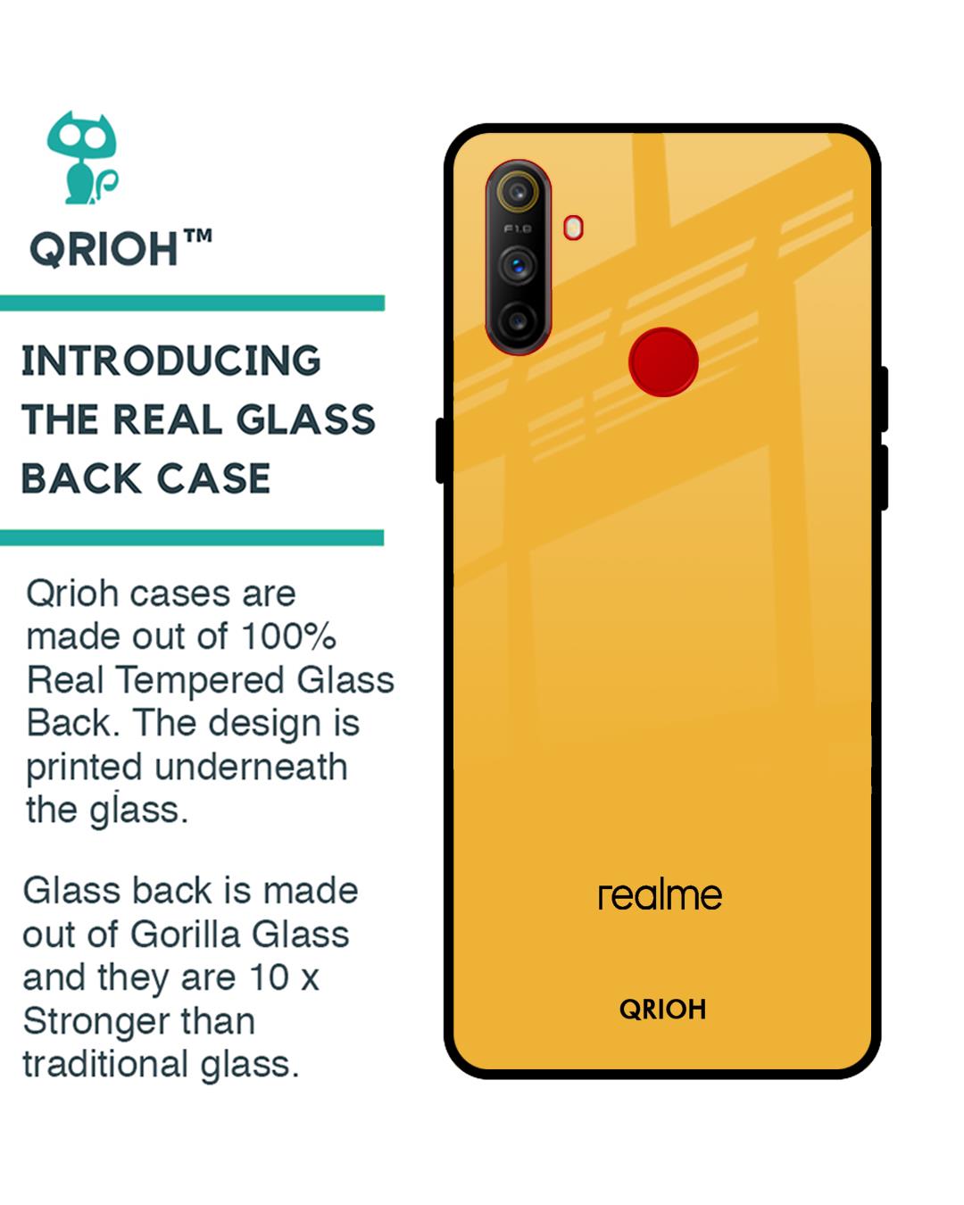 Shop Fluorescent Yellow Glass Case For Realme C3-Back