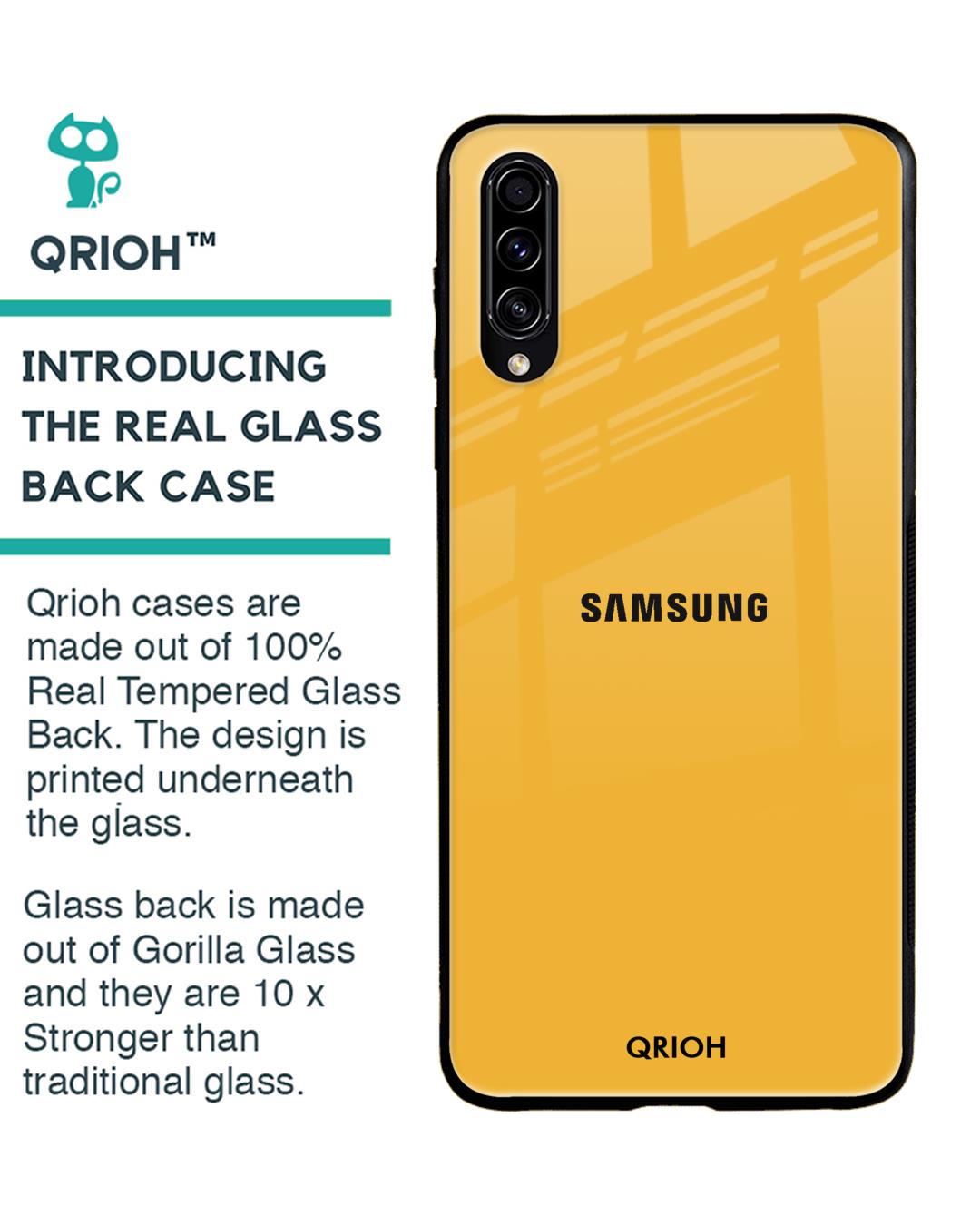 Shop Fluorescent Yellow Glass Case For Samsung Galaxy A30s-Back