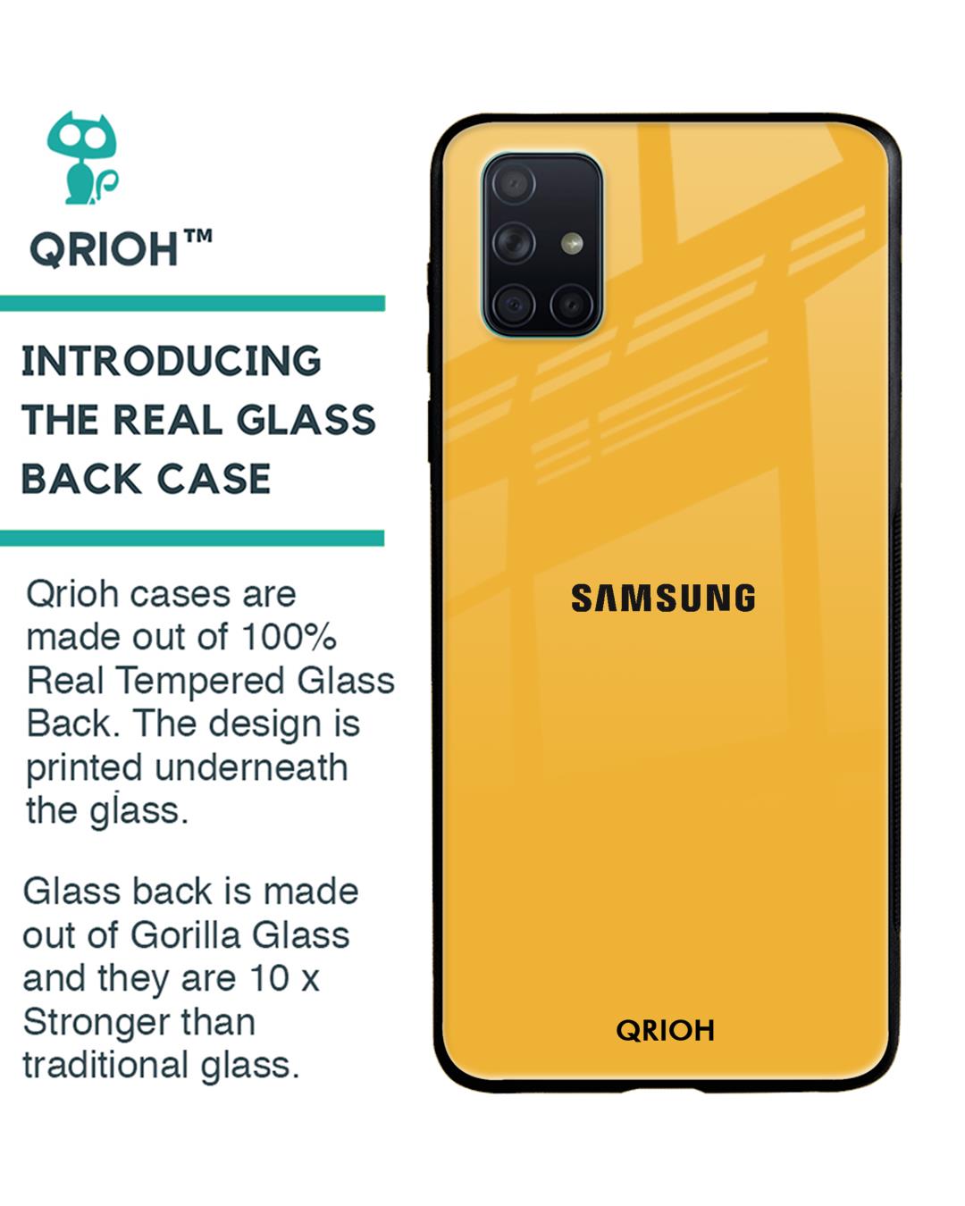 Shop Fluorescent Yellow Glass Case For Samsung Galaxy A71-Back